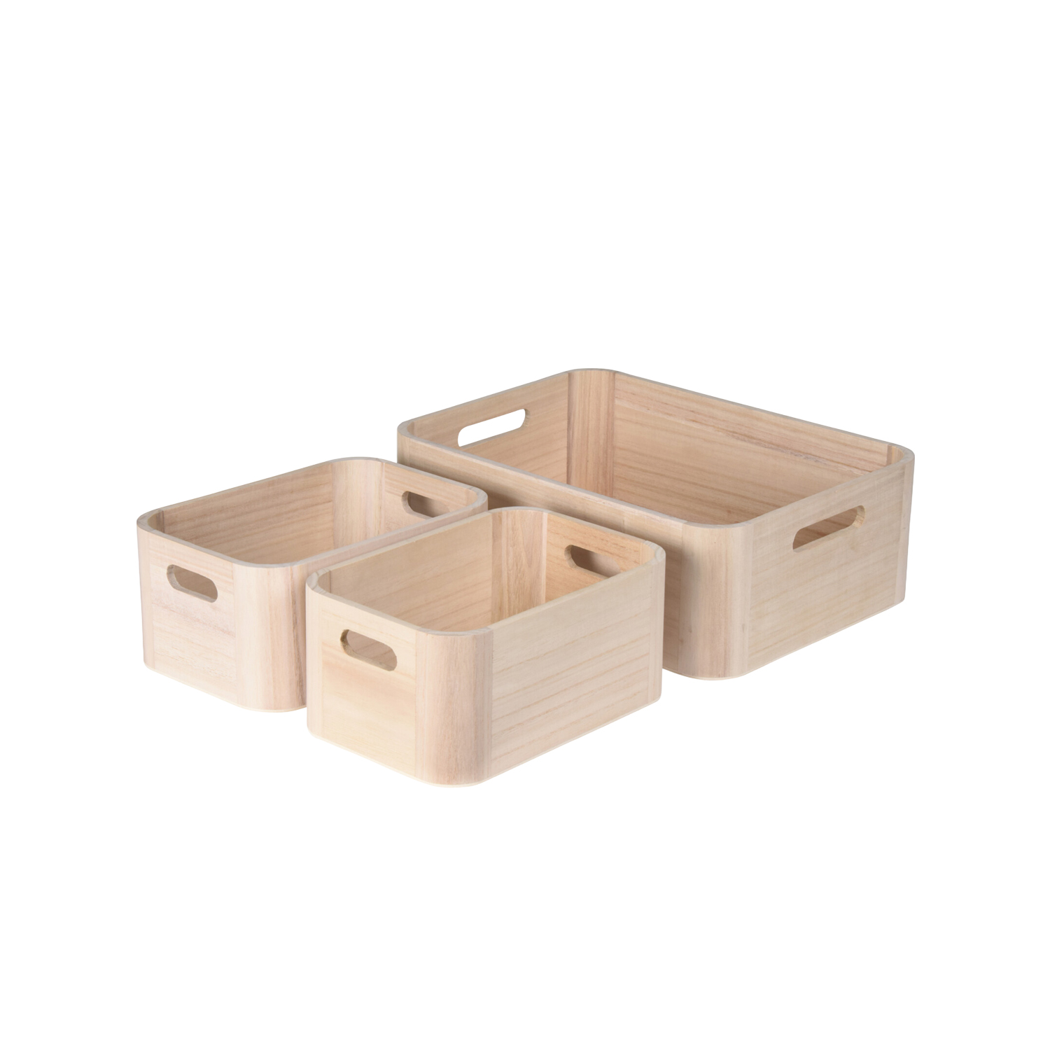 Aufbewahrungsbox Holz Set 3-teilig natur