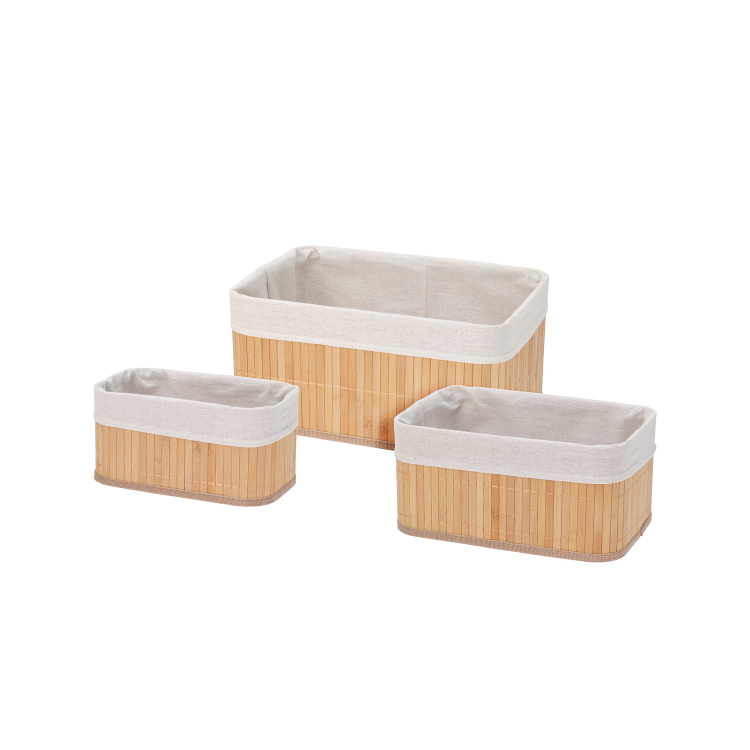 Aufbewahrungskorb Bambus Set 3-teilig natur/beige