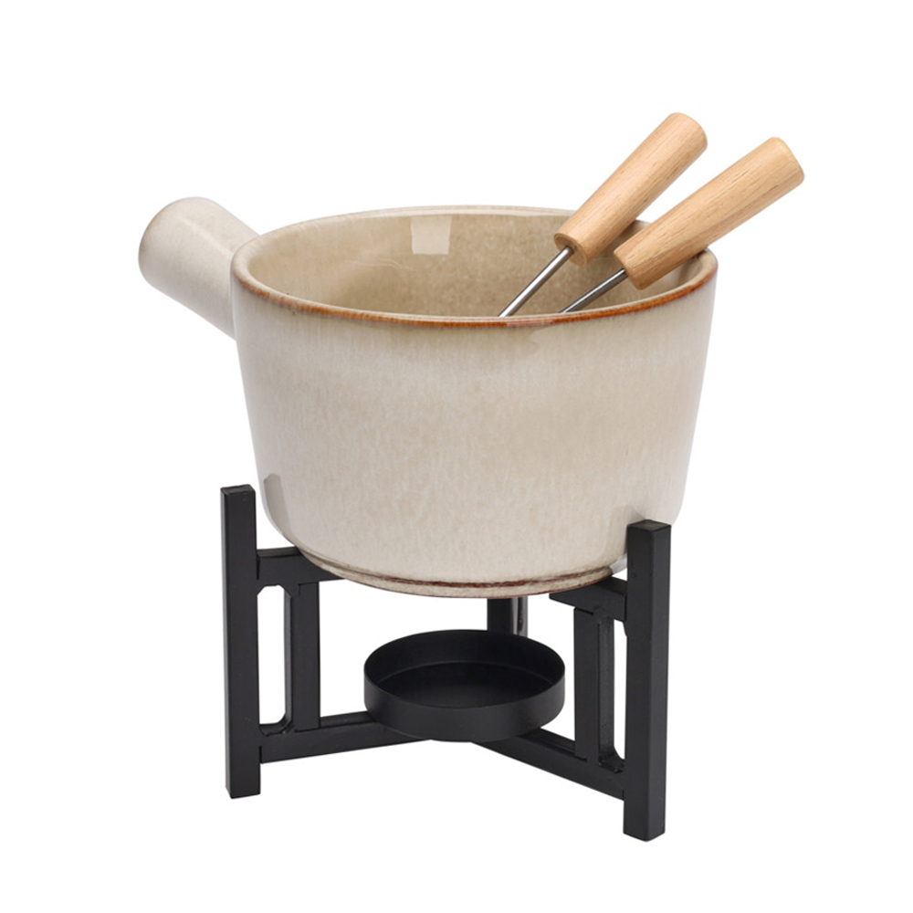 Service à fondue en porcelaine, 4 pièces