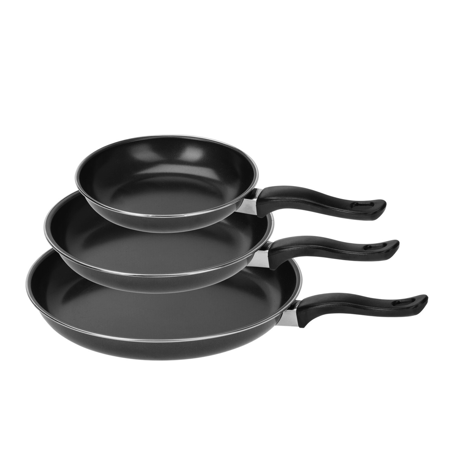 Bratpfanne Set Carbonstahl 3-teilig schwarz