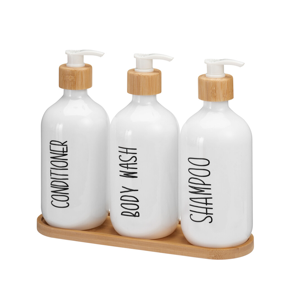 Seifenspender Set 500 ml 4-teilig weiss/natur