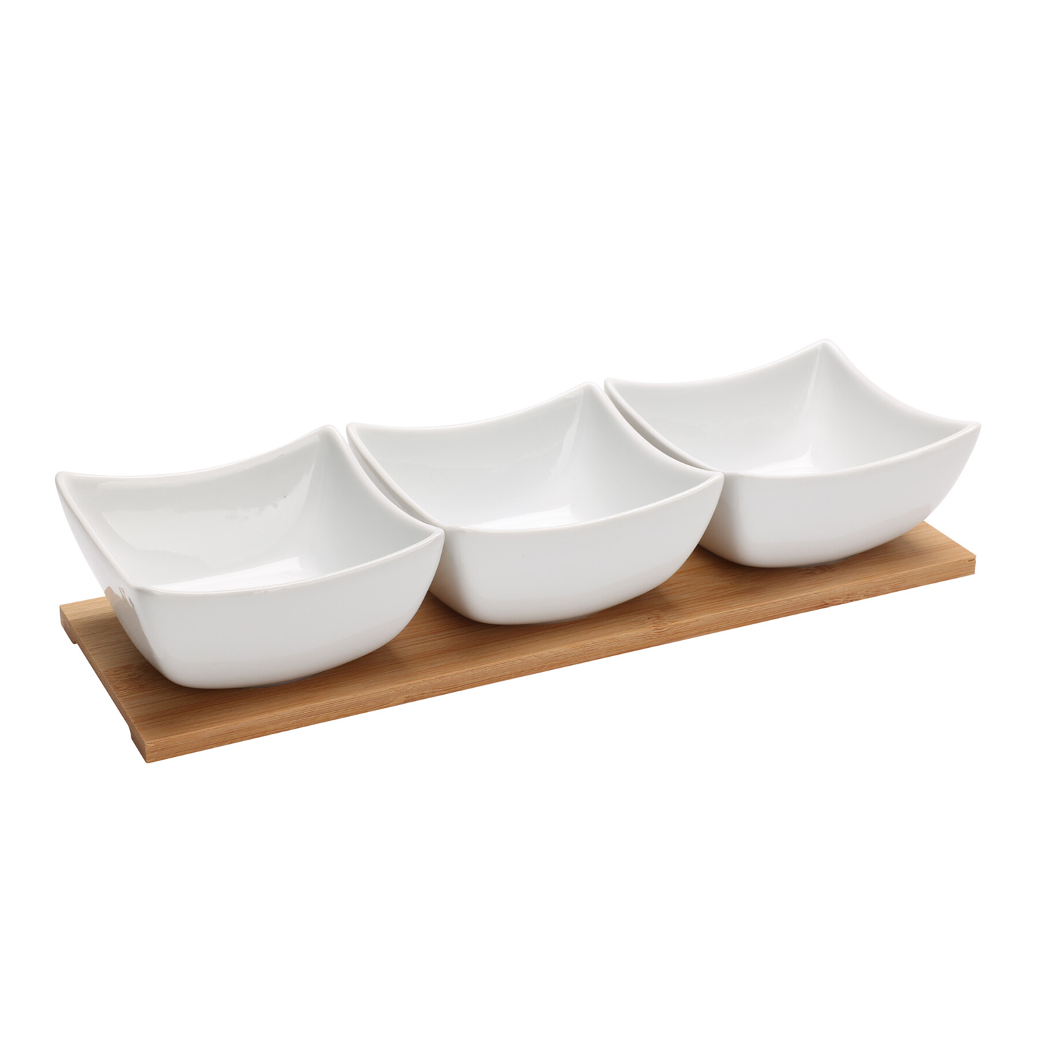 Apéroschale Servierset Porzellan 4-teilig weiss/natur
