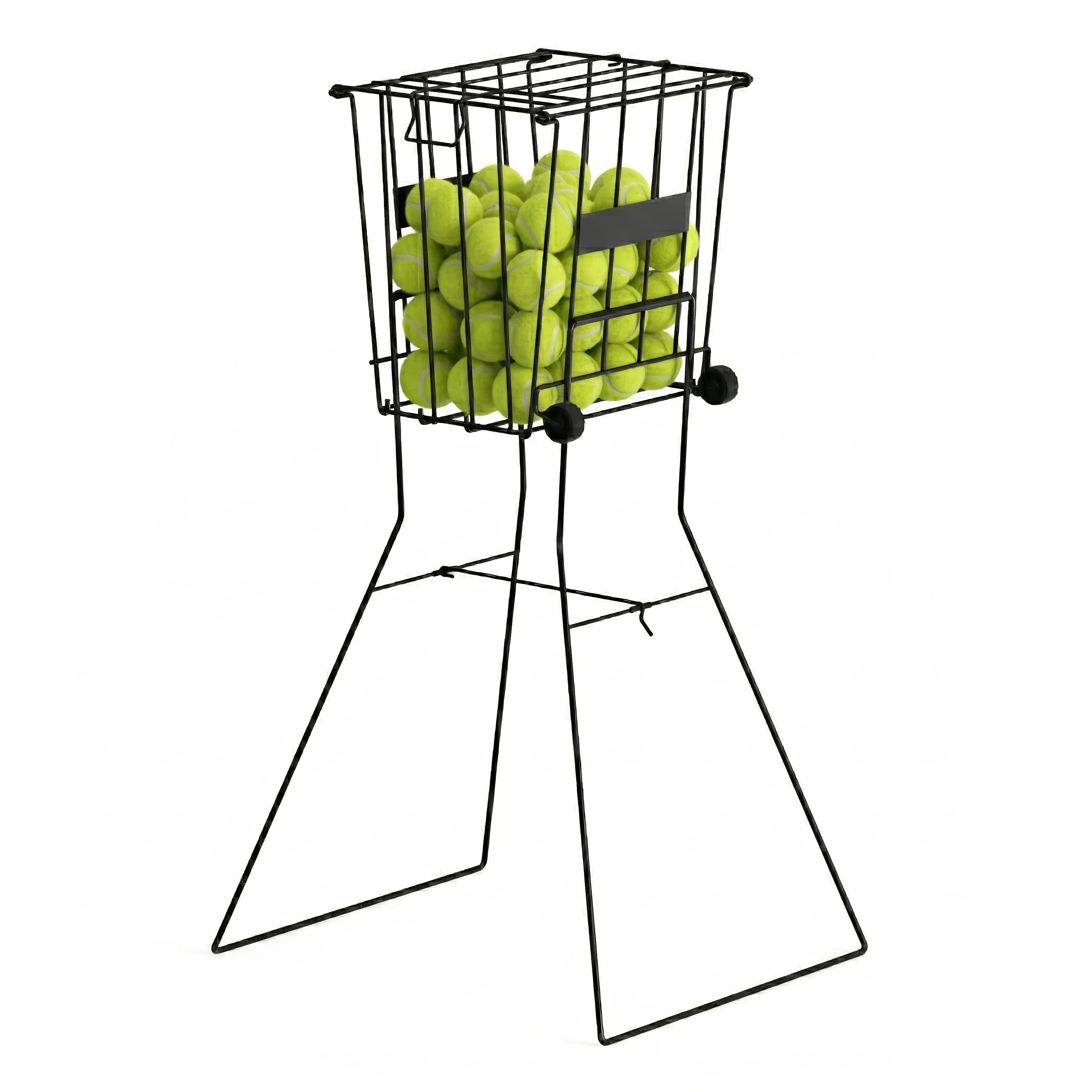 Tennisball Sammelkorb Stahl mit Rollen 91 x 25 x 30 cm schwarz