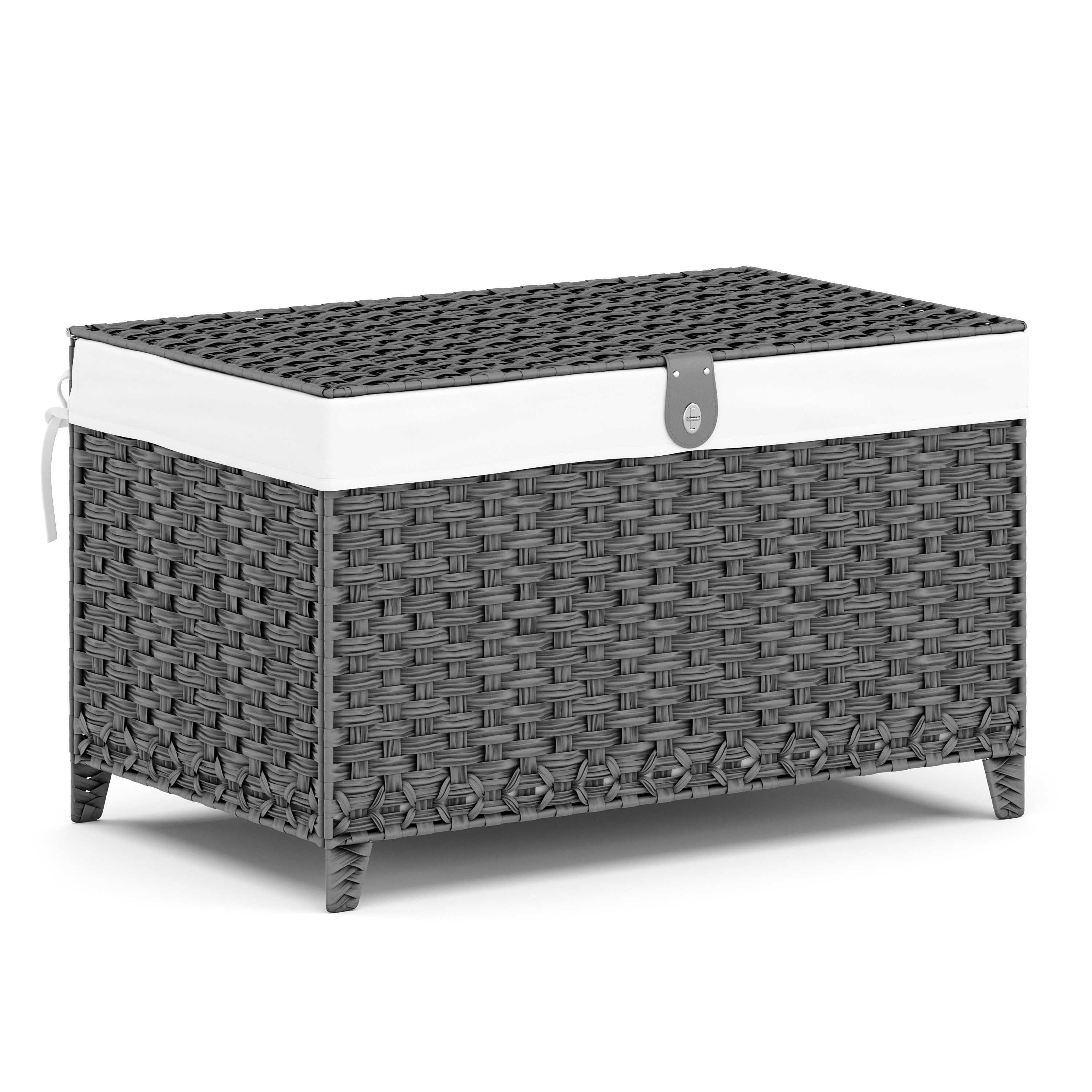 Aufbewahrungskorb Rattan mit Deckel 160L grau