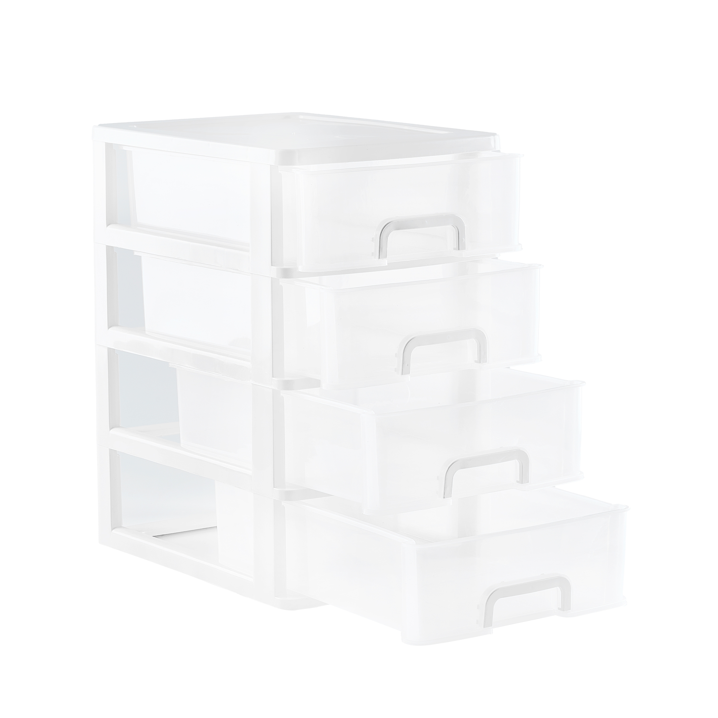 Aufbewahrungsbox 25 x 34 x 41 cm 4 Schubladen grau/transparent
