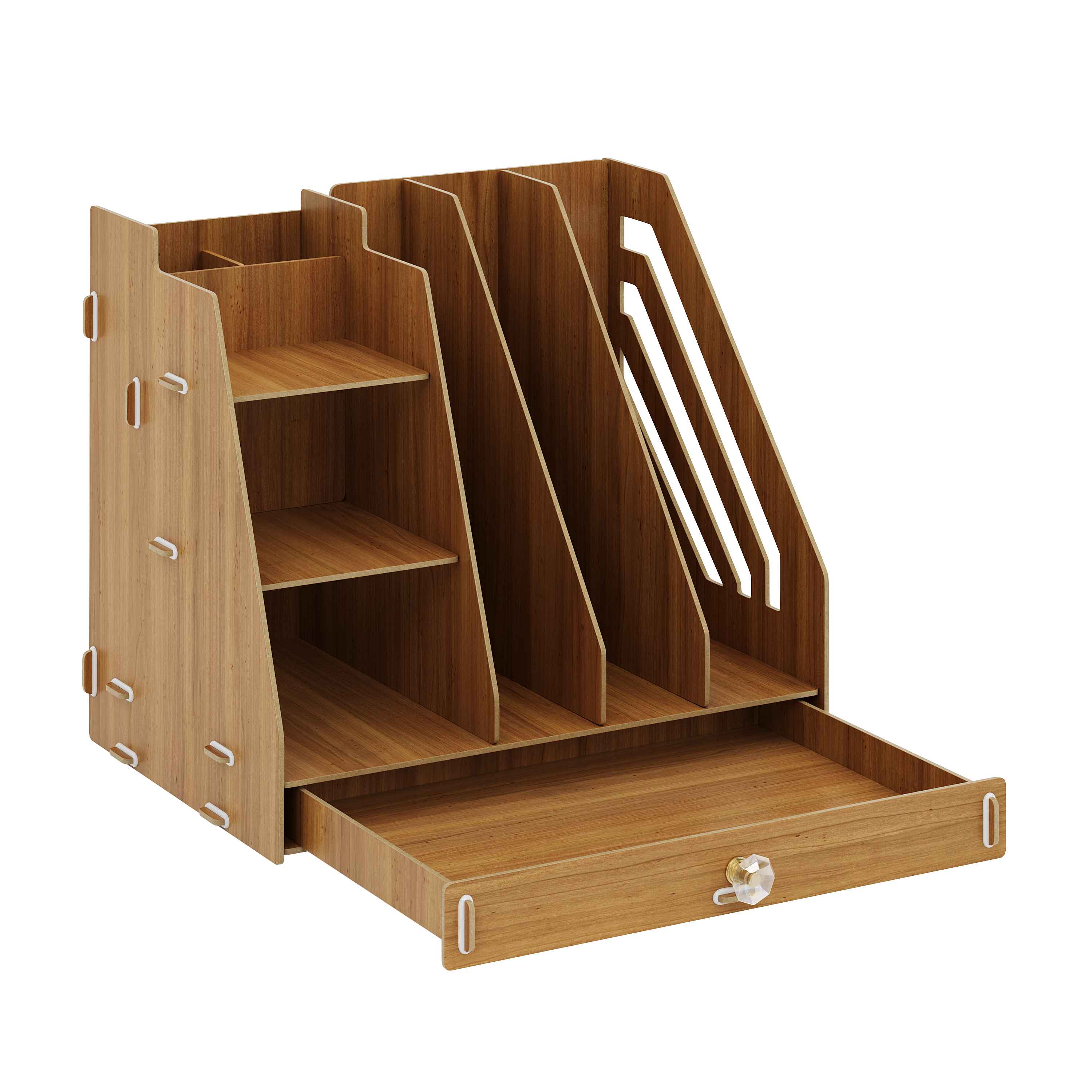 TopHomer Schreibtisch-Organizer Aus Holz – Mit Fächern, Für Stifte & Bürobedarf, Modernes Design (A-Braun)