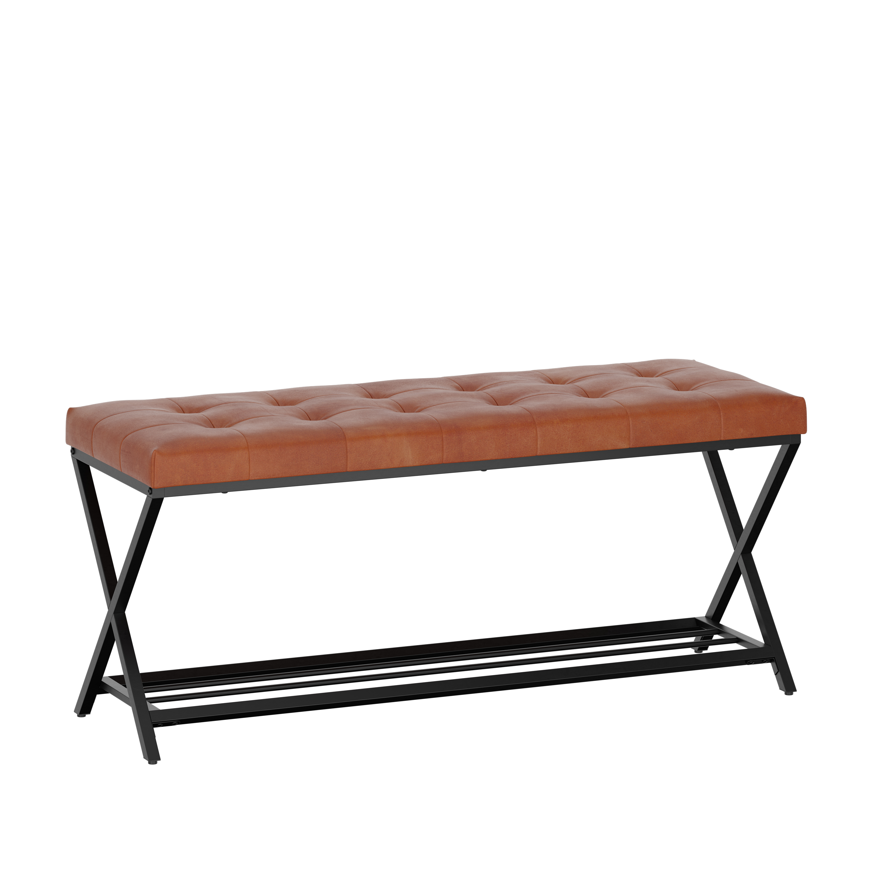 Sitzbank Leder DELIA 113 cm braun/schwarz