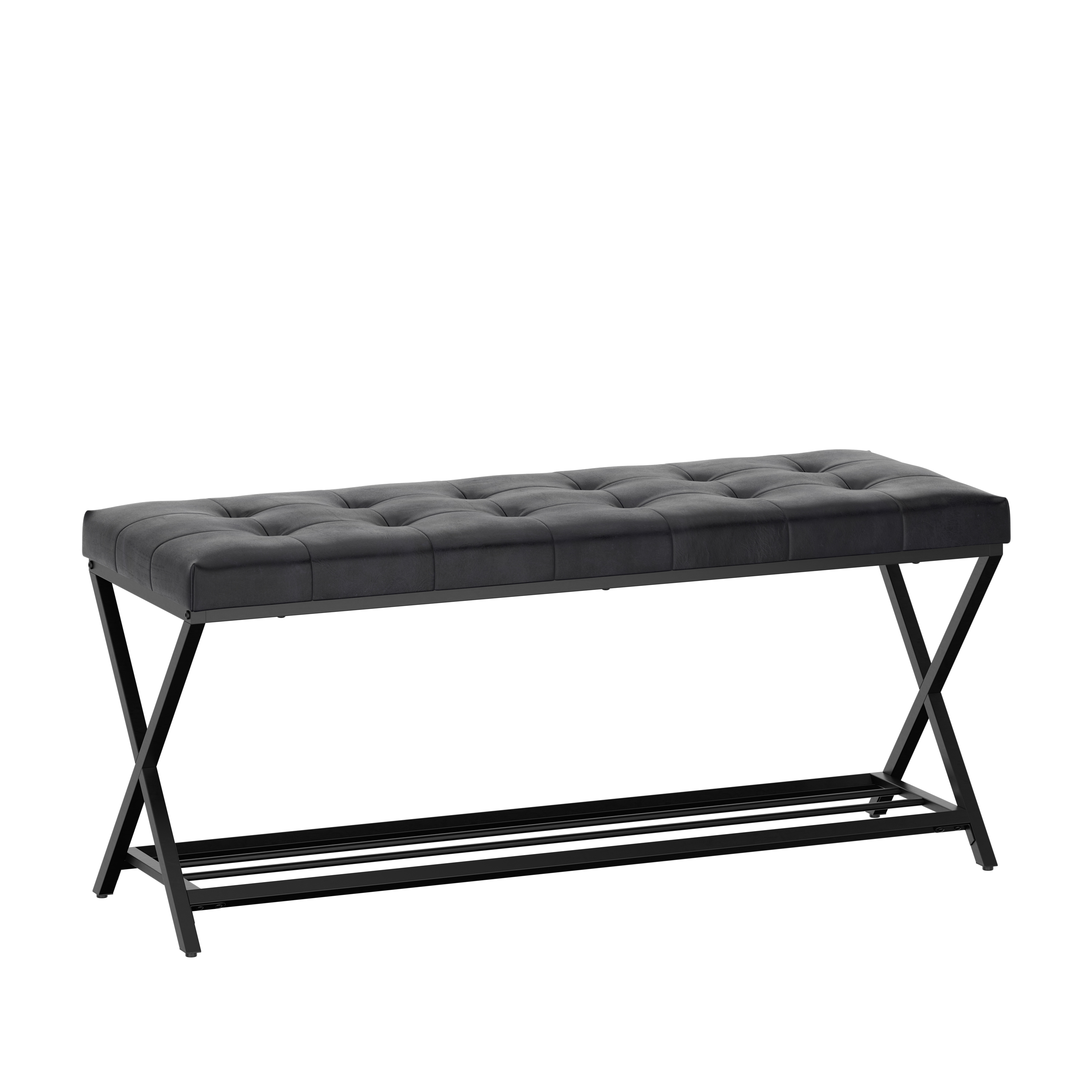 Sitzbank Leder DELIA 113 cm schwarz
