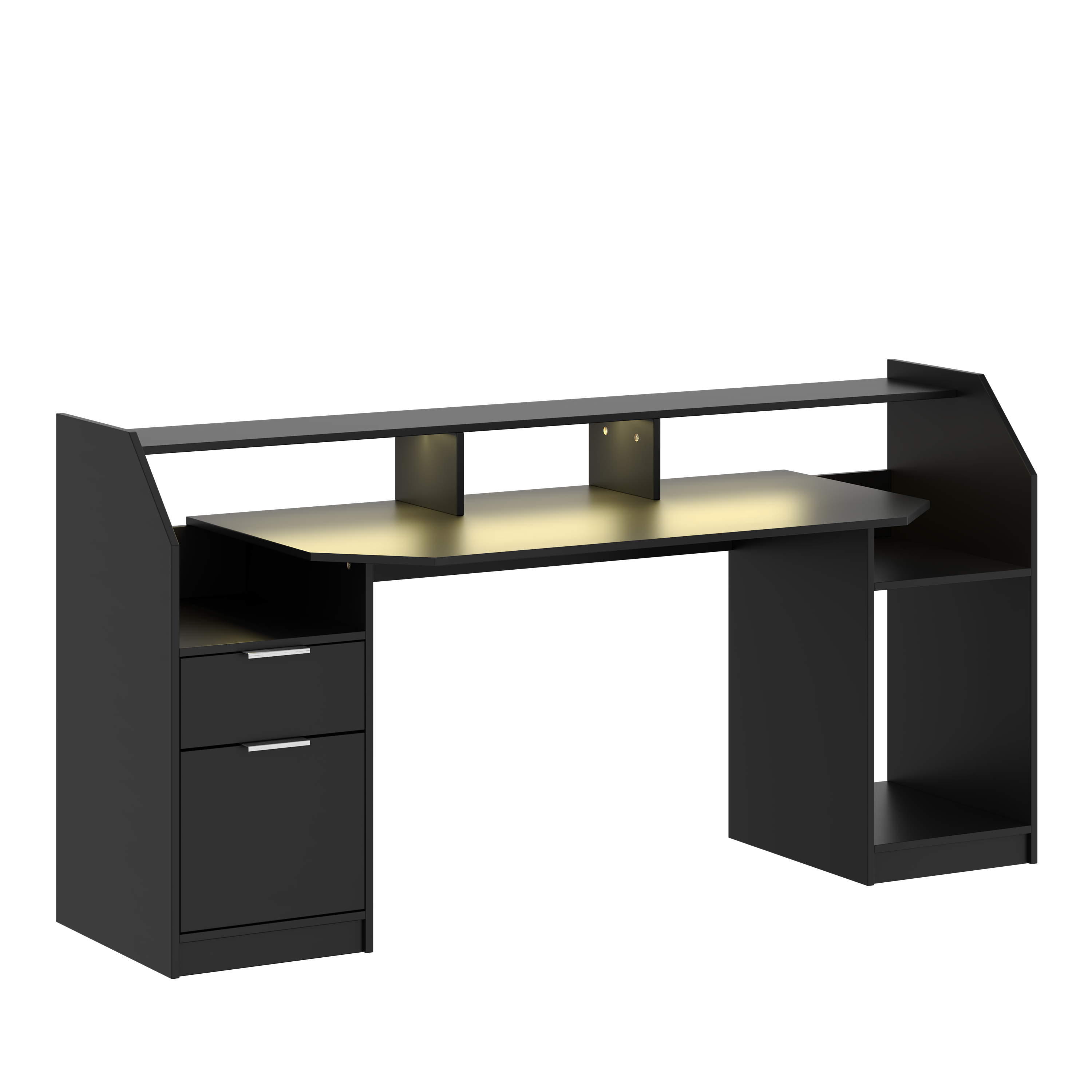 Gamingtisch LED REGULUS 180 x 66 x 91 cm schwarz