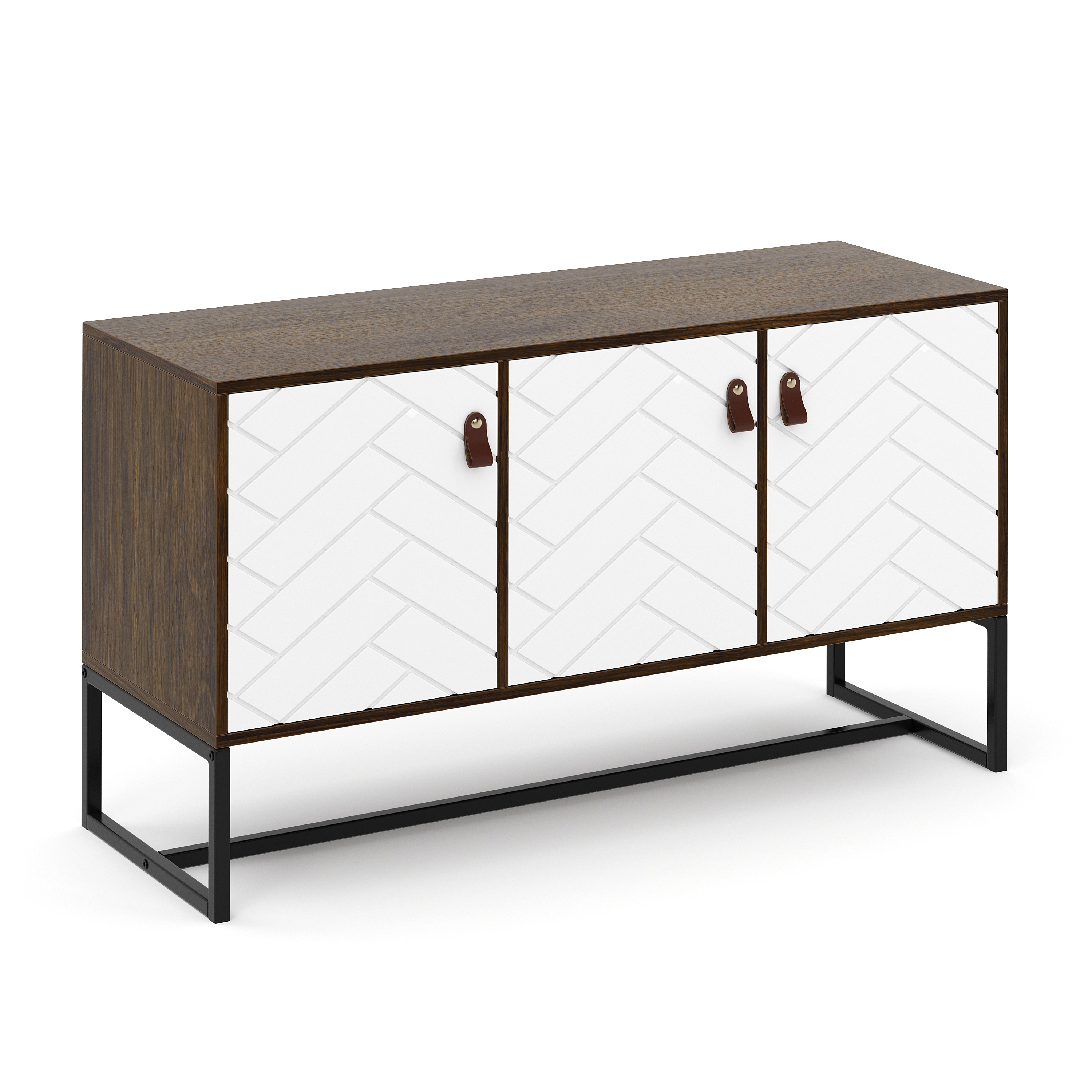 TV Möbel NORDRIFT 112 x 39 x 62 cm braun/weiss