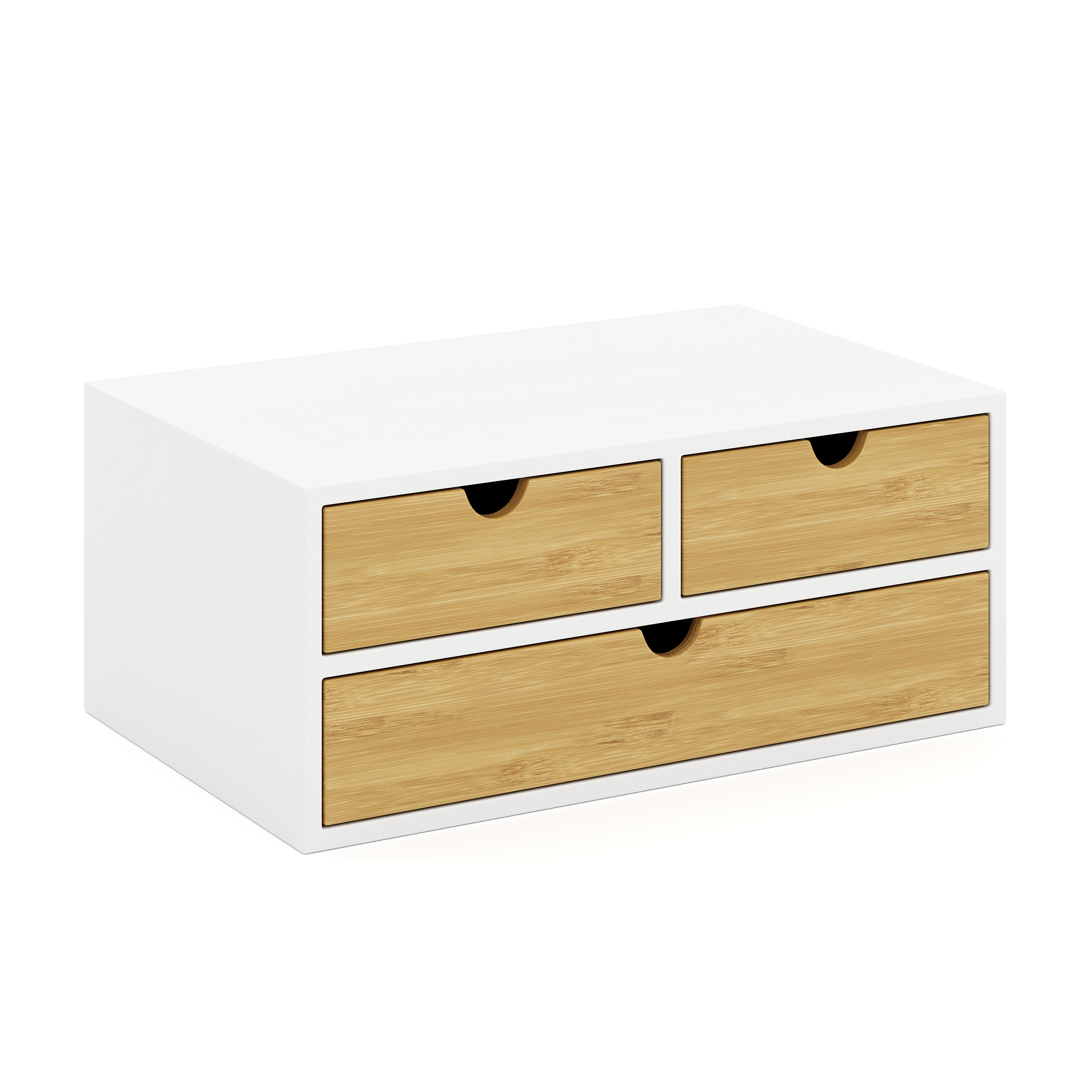 Schreibtisch Organizer Bambus ALVORA 3 Schubladen weiss/natur