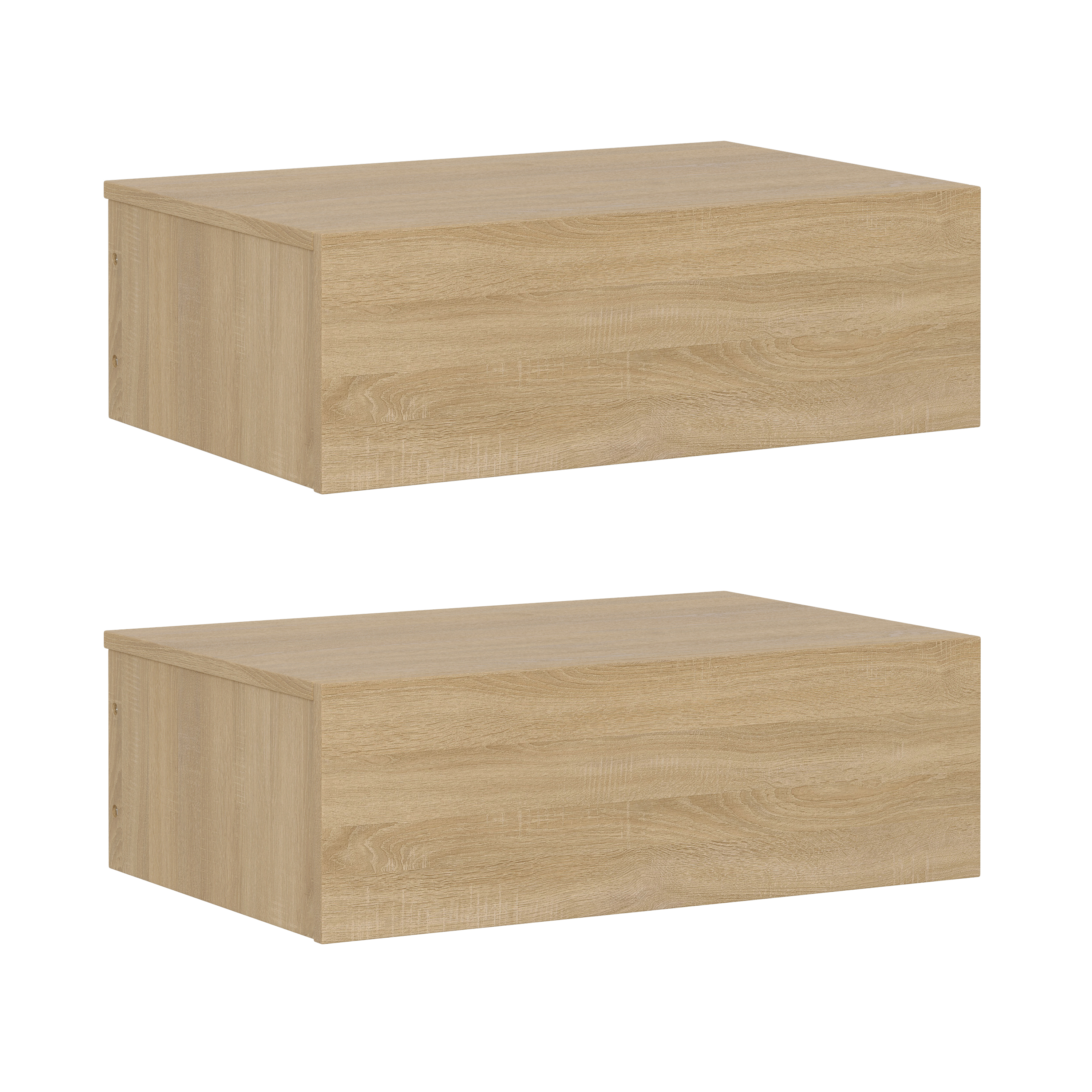 Wandregal mit Schublade OTIS 2er Set hellbraun
