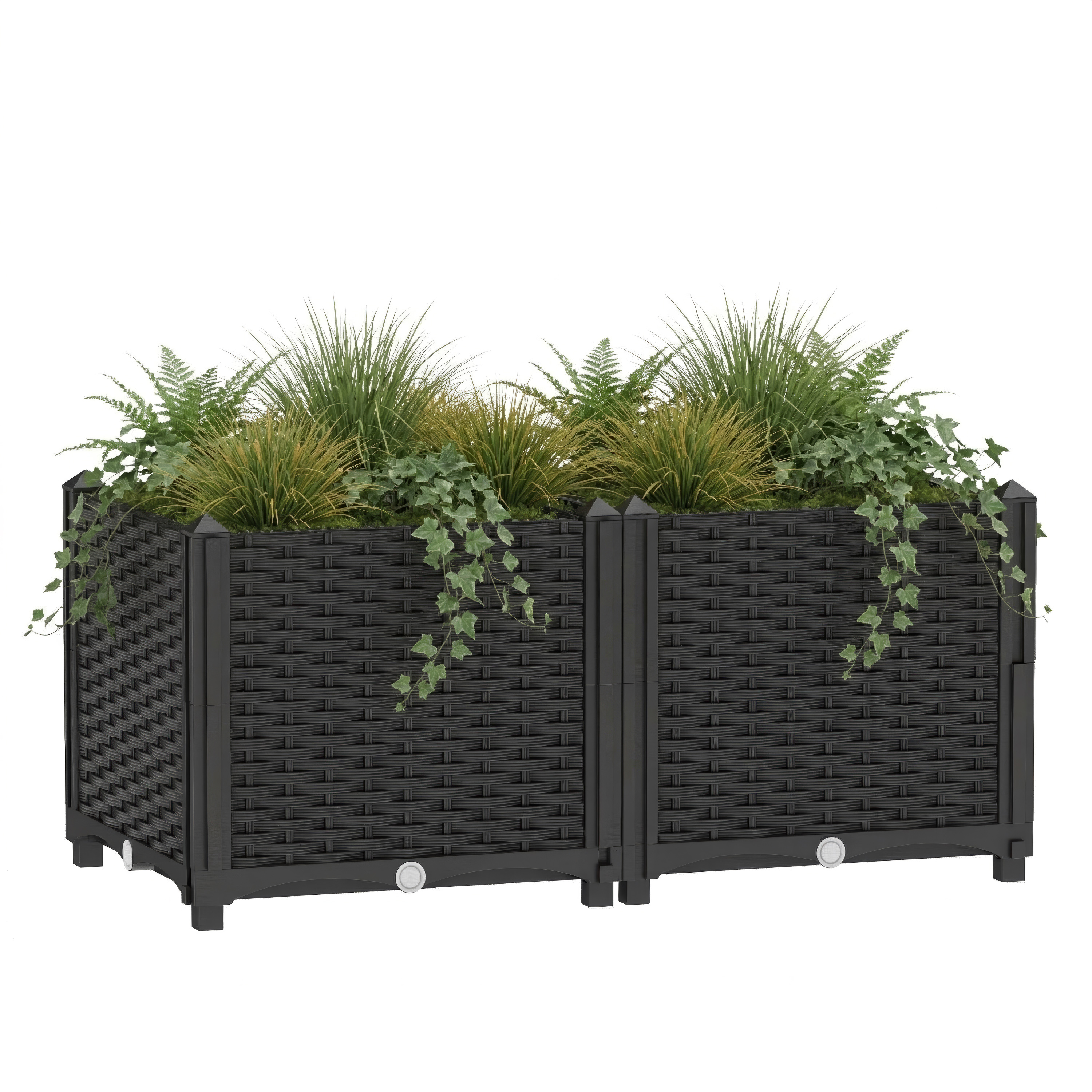 Hochbeet Rattan 80 x 40 x 38 cm schwarz