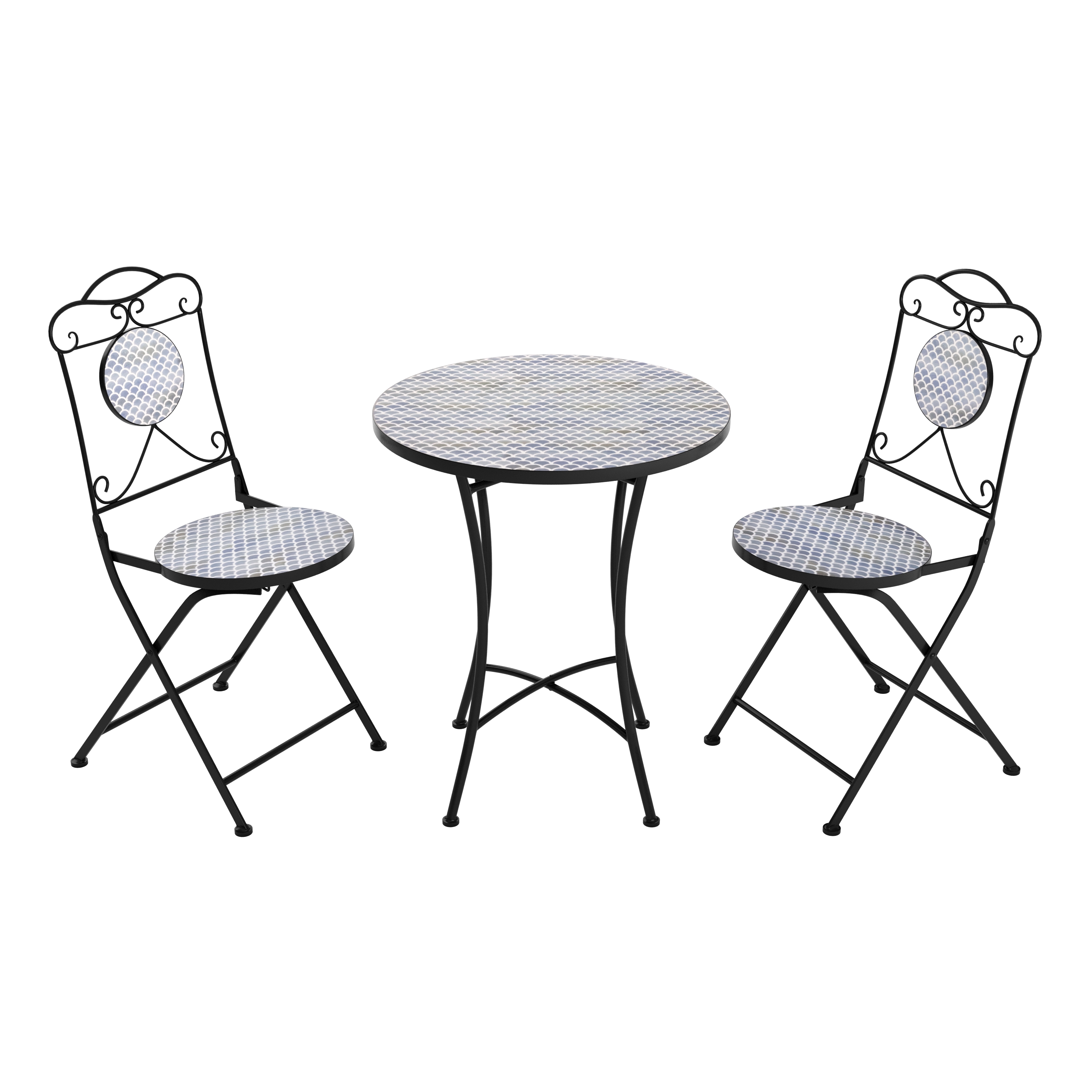 Bistroset MOSAIK 3-teilig Perle blau/grau
