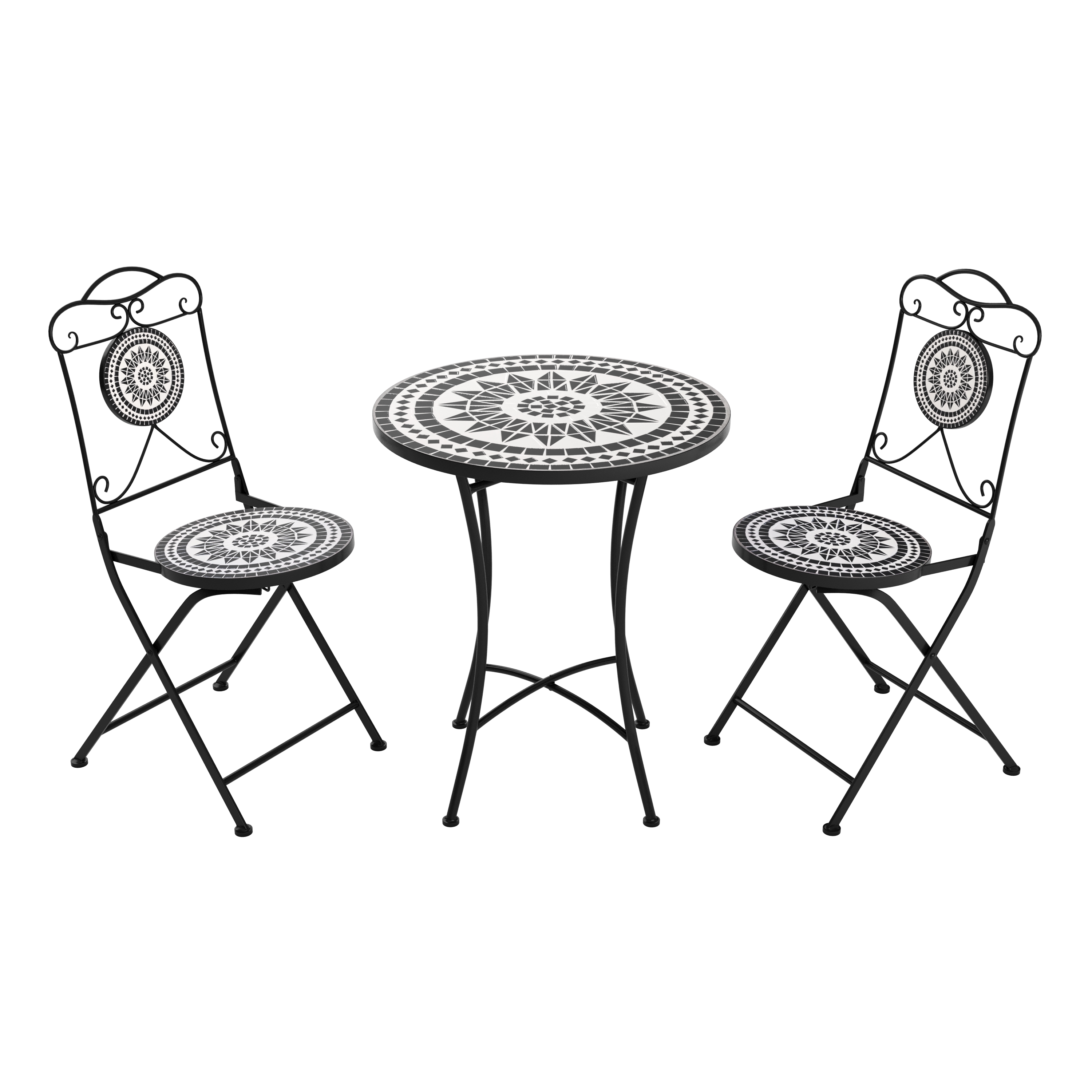 Bistroset MOSAIK 3-teilig schwarz/weiss