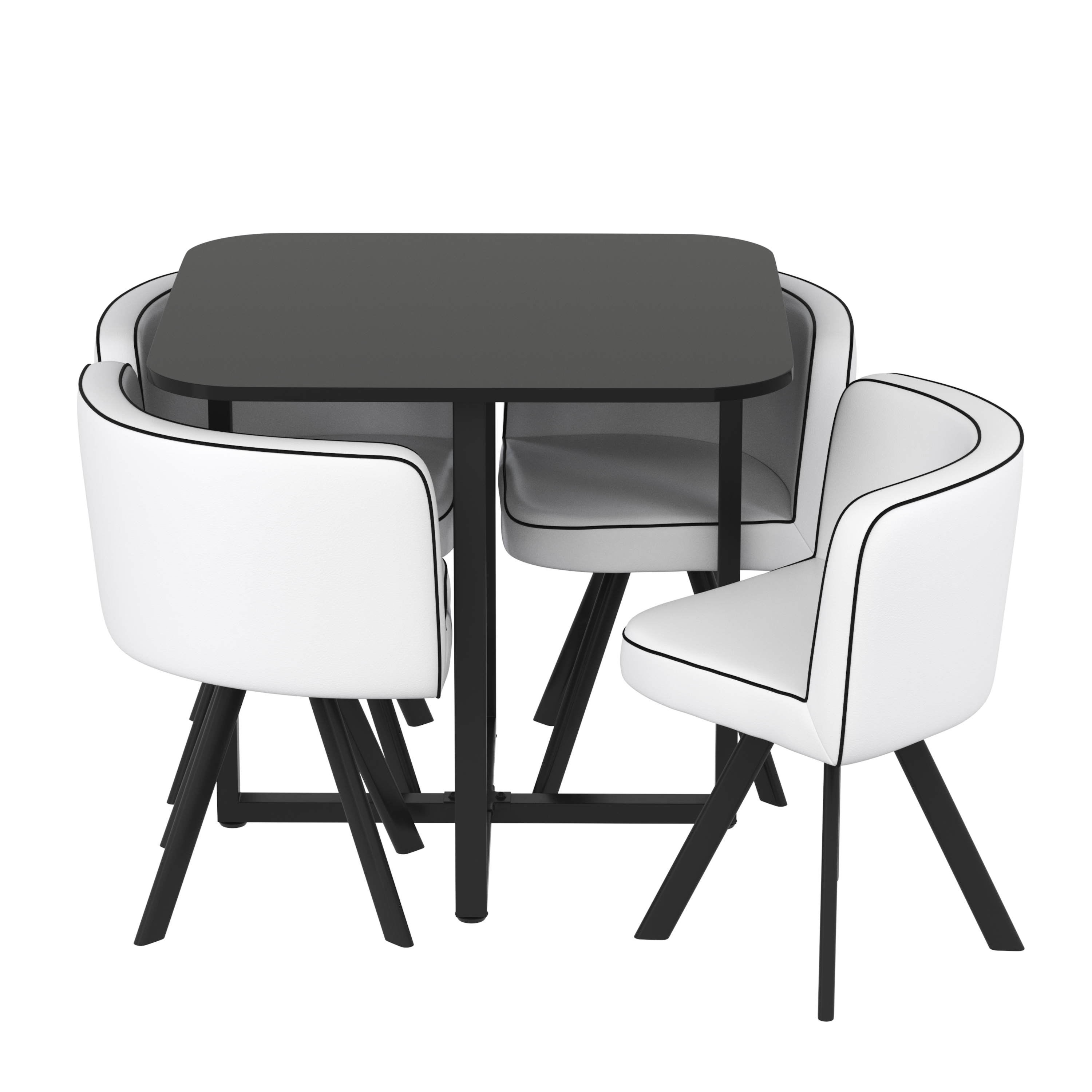 Essgruppe Leder BRUNOR 5-teilig schwarz/weiss