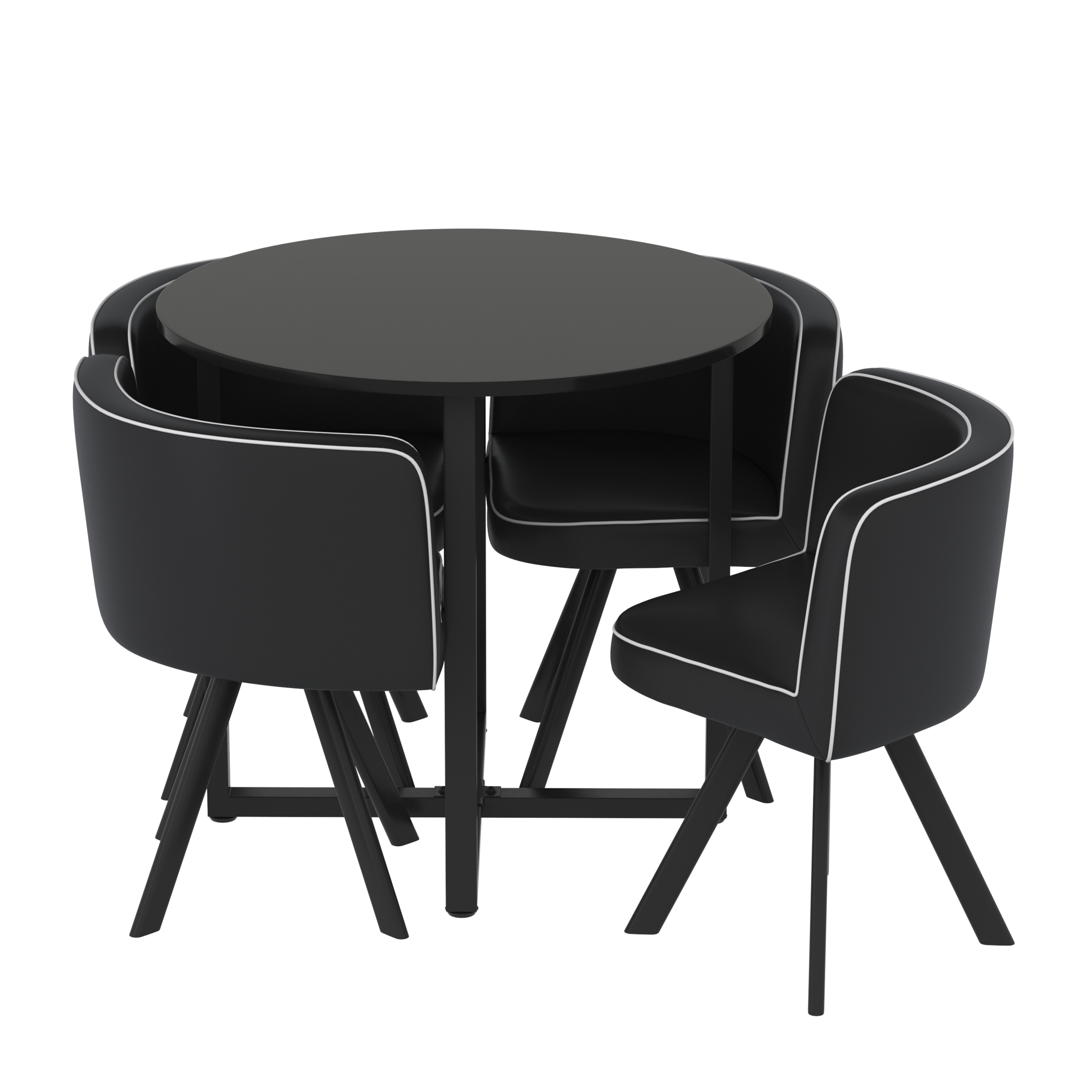Essgruppe Leder GRENAR 5-teilig rund schwarz/weiss