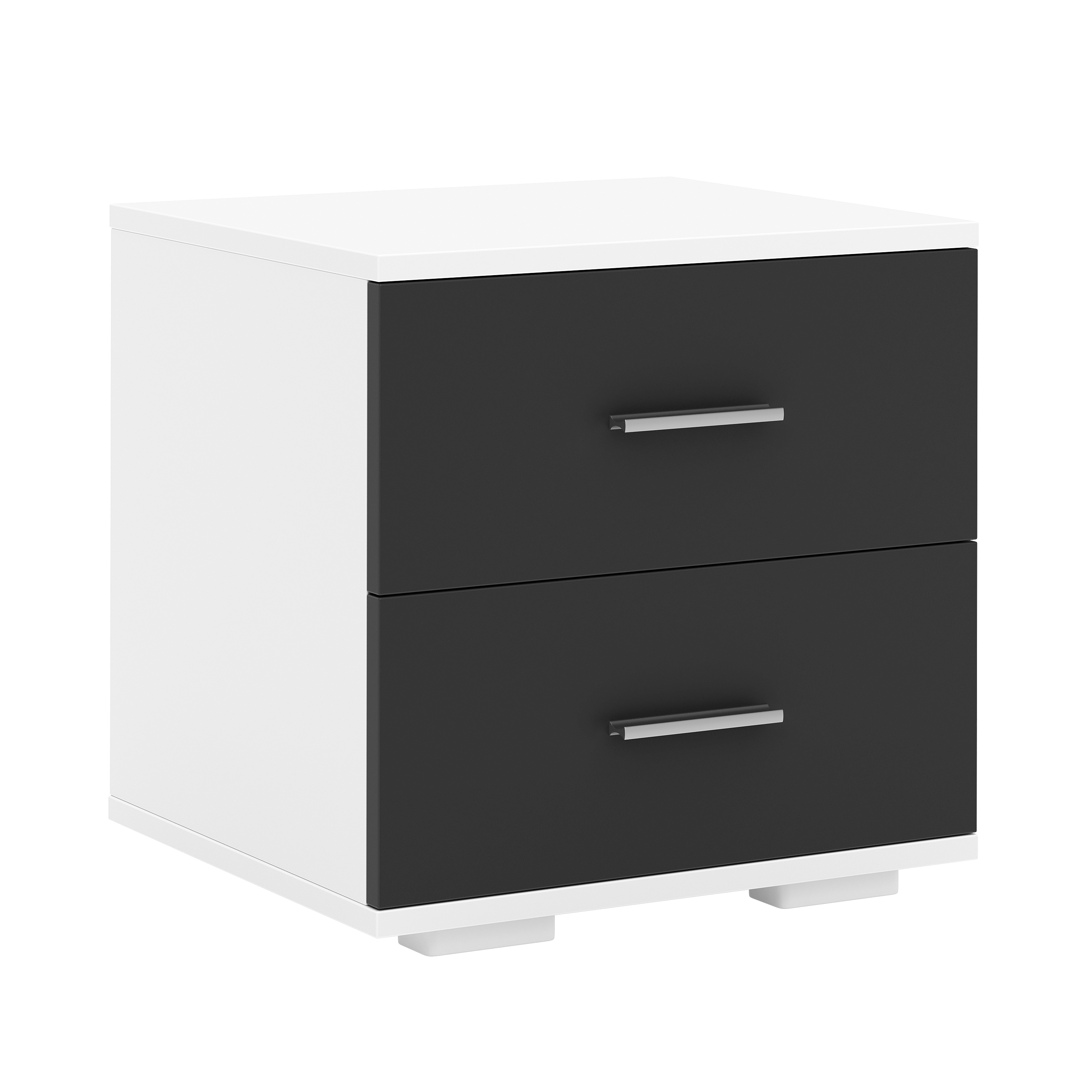 Nachttisch CAVARO mit 2 Schubladen schwarz/weiss