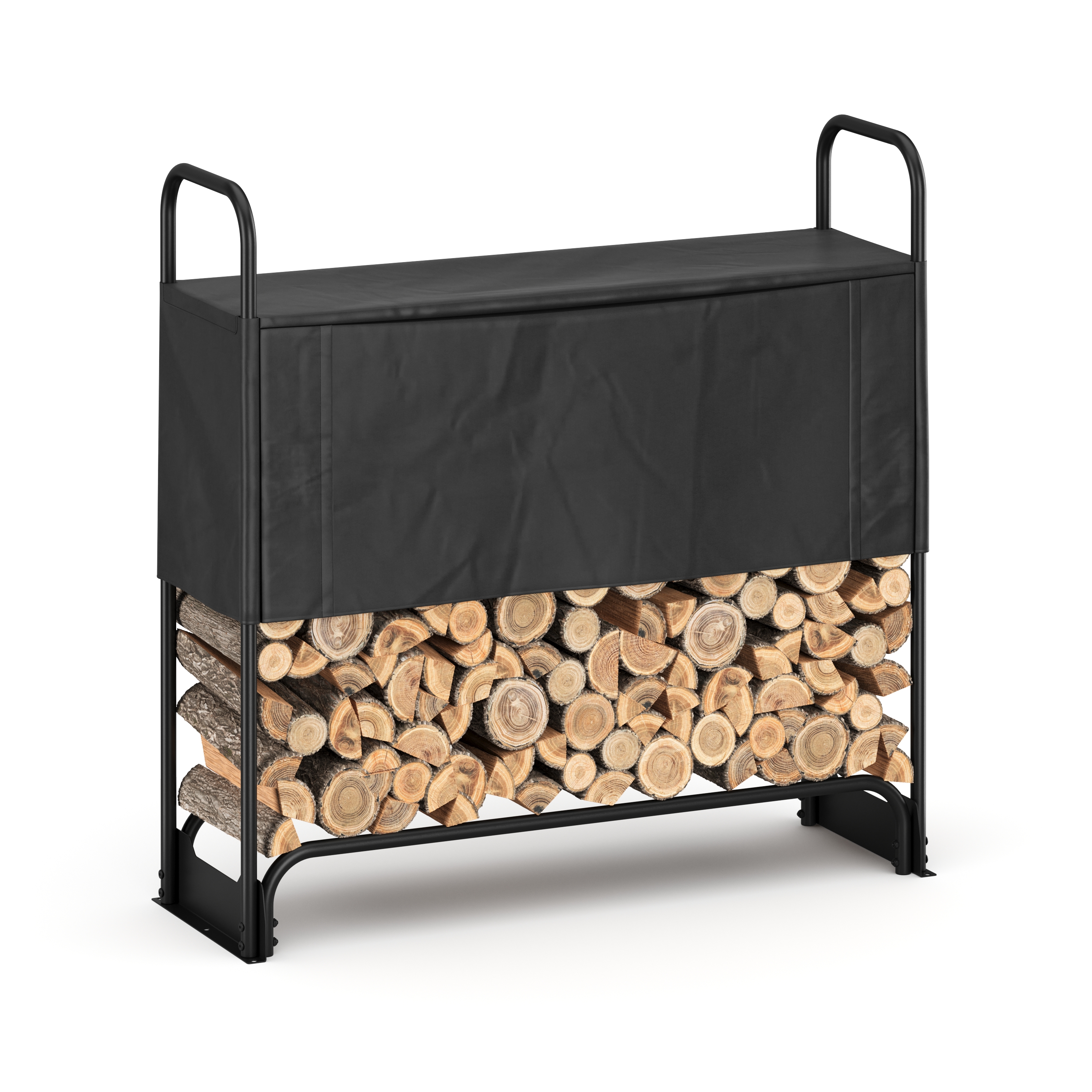 Kaminholzregal mit Abdeckung HELM 120 x 36 x 117 cm schwarz