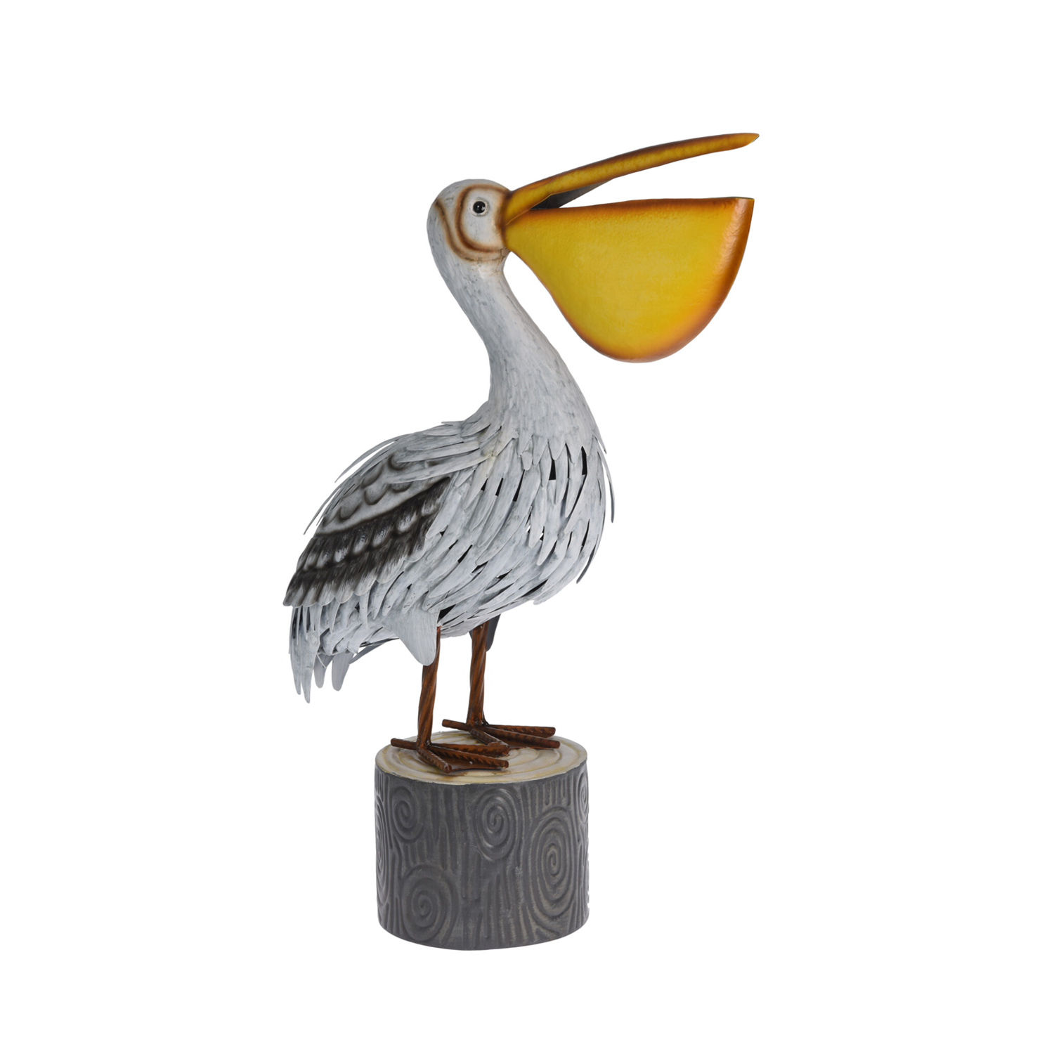 Osterdeko Pelikan Metall 49 cm grau/gelb