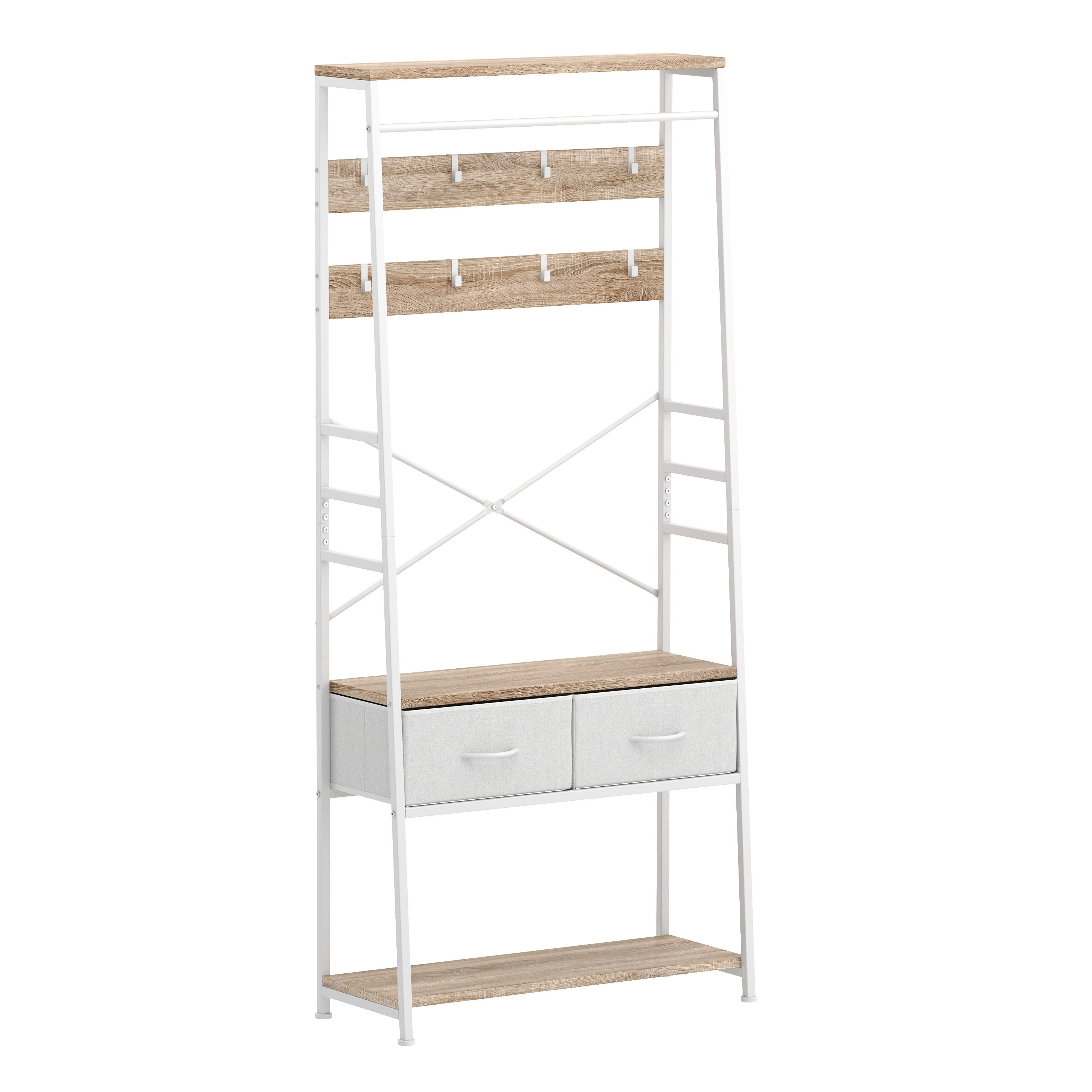 Garderobe Schuhregal mit 2 Schubladen 80 x 180 cm weiss