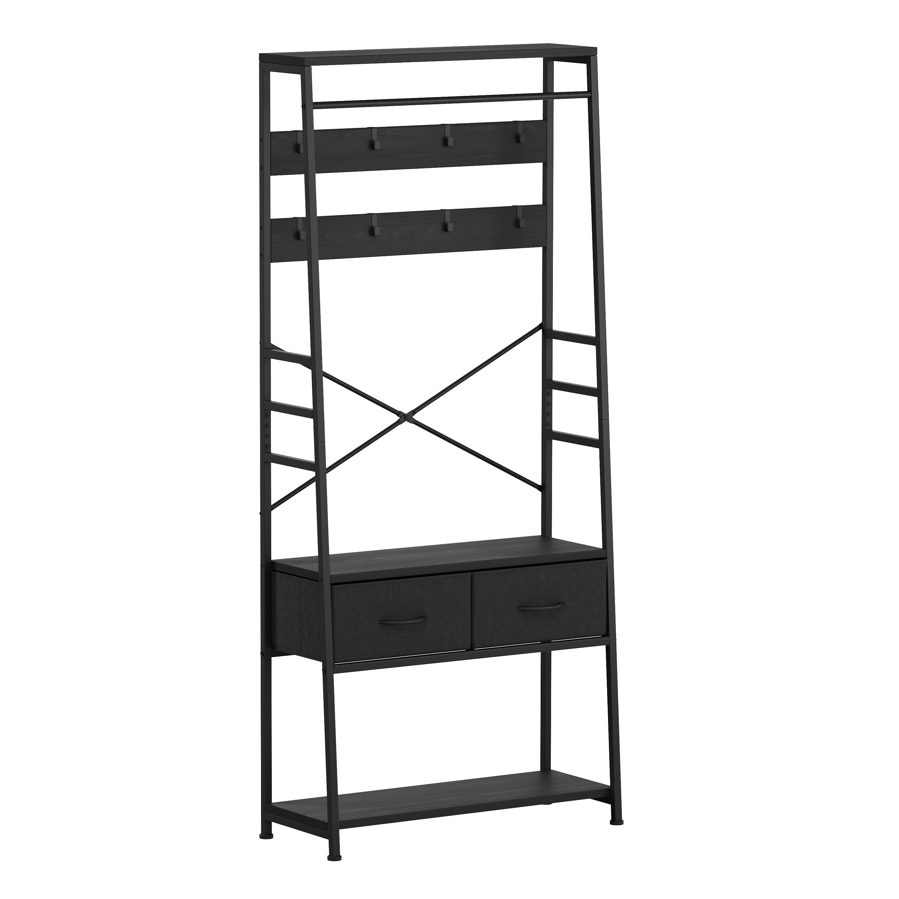 Garderobe Schuhregal mit 2 Schubladen 80 x 180 cm schwarz