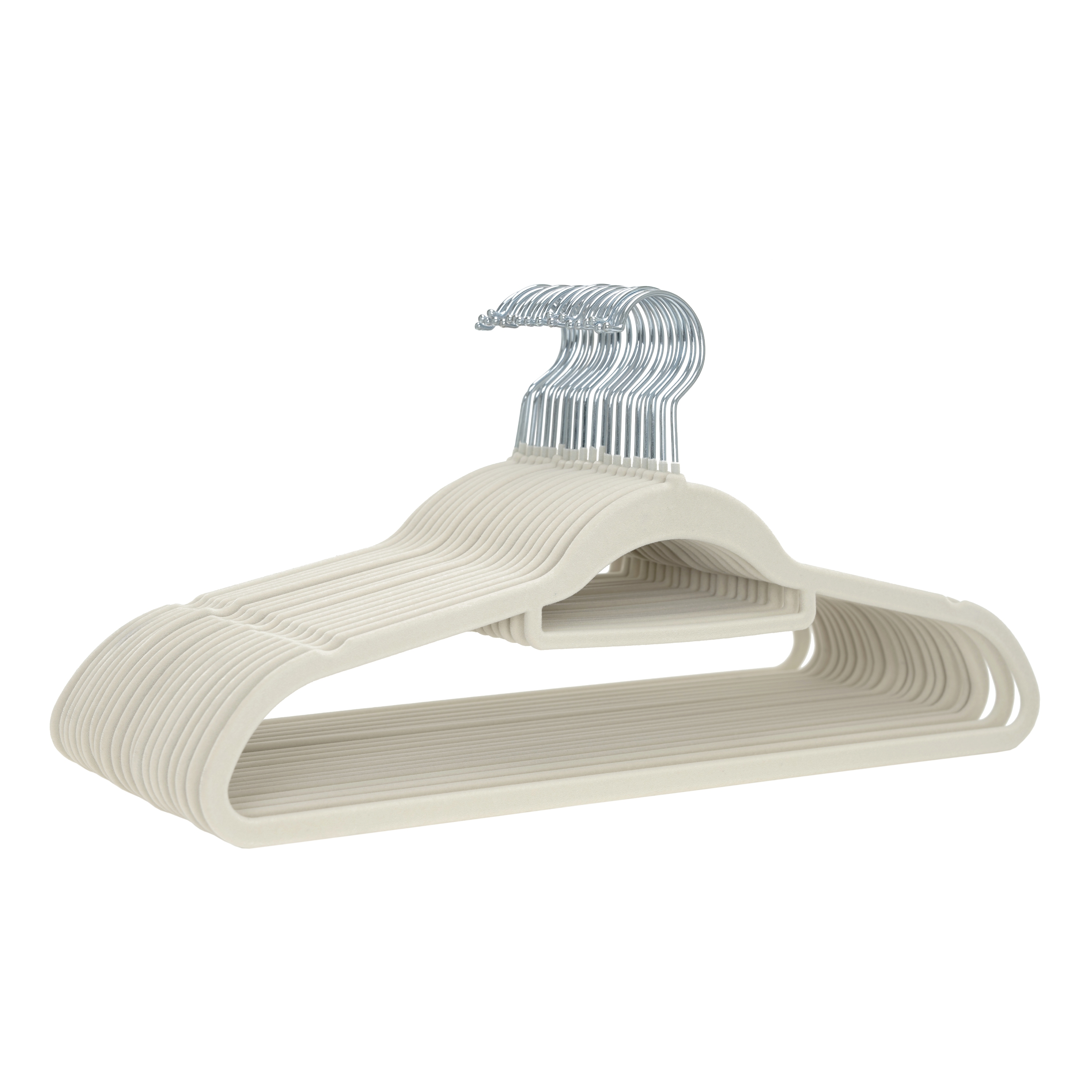 Kleiderbügel Samt mit Krawattenhalter beige 20er Set