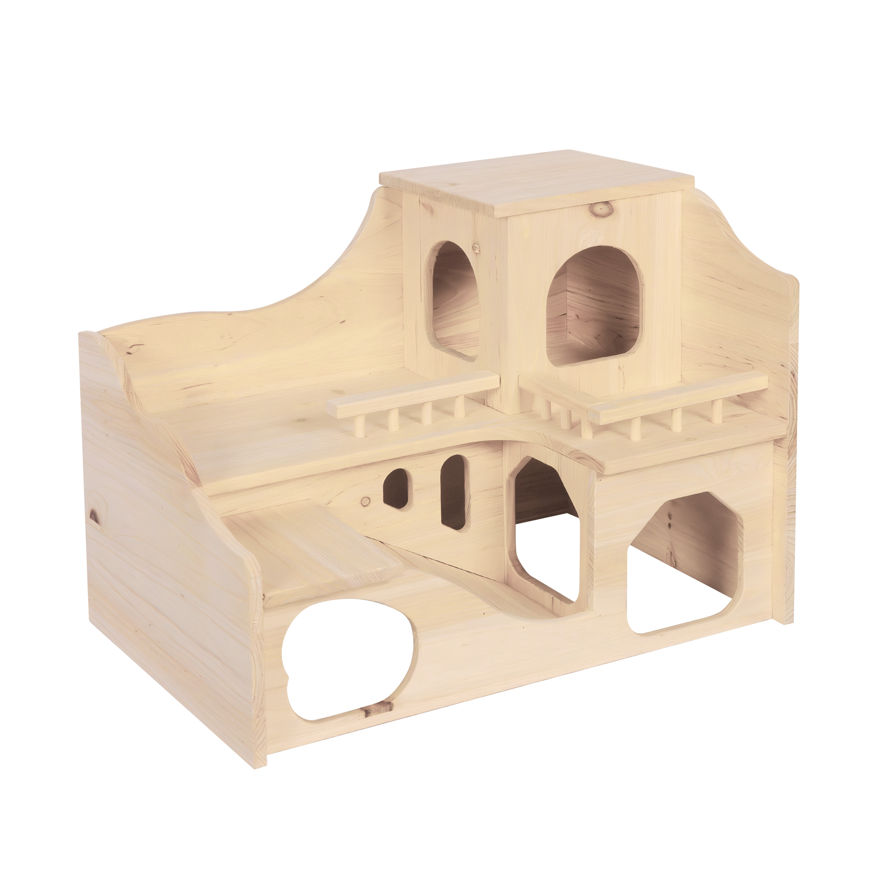 Kaninchen Meerschweinchen Haus Holz 55 x 39 x 39 cm natur