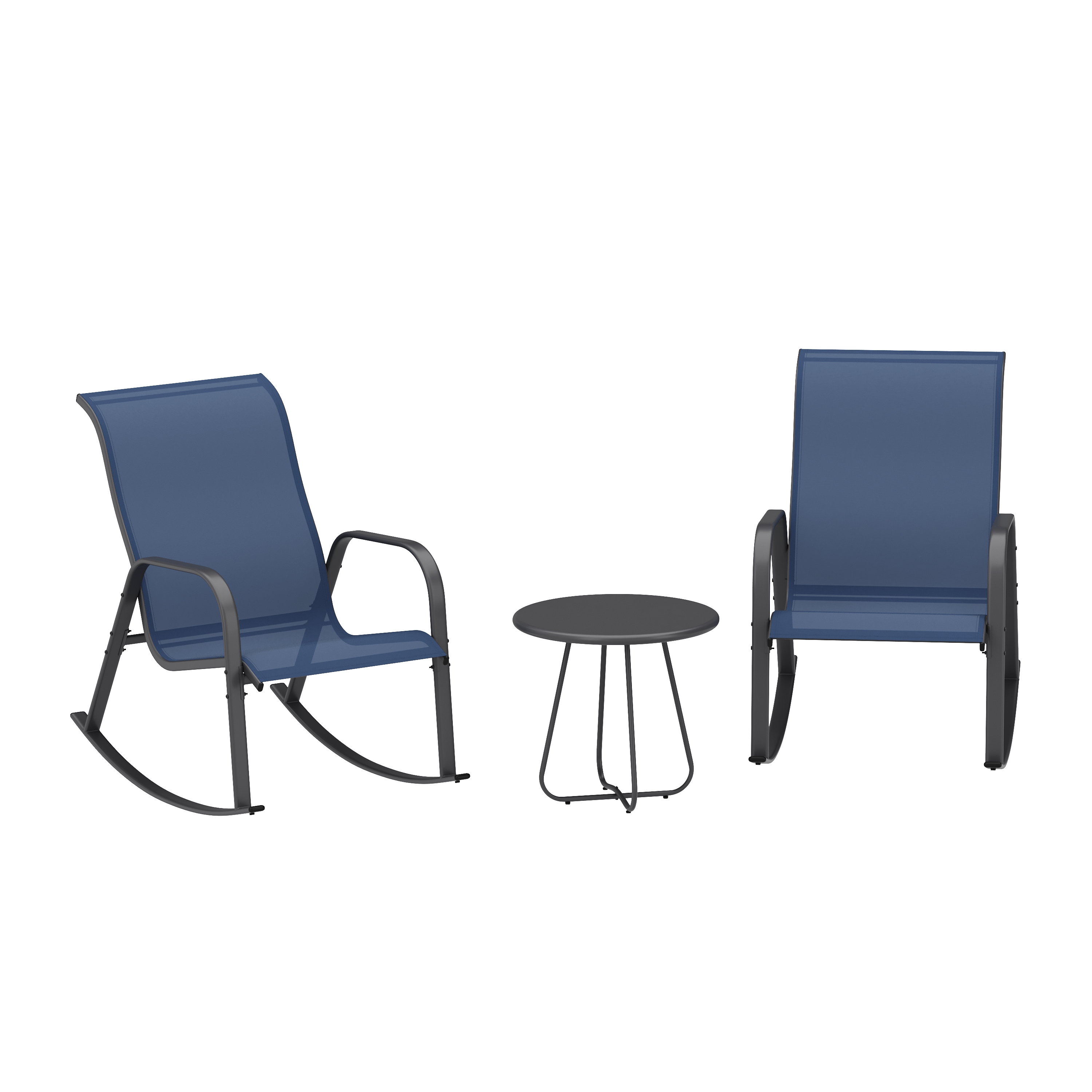 Schaukelstuhl Set SORANO 3-teilig blau