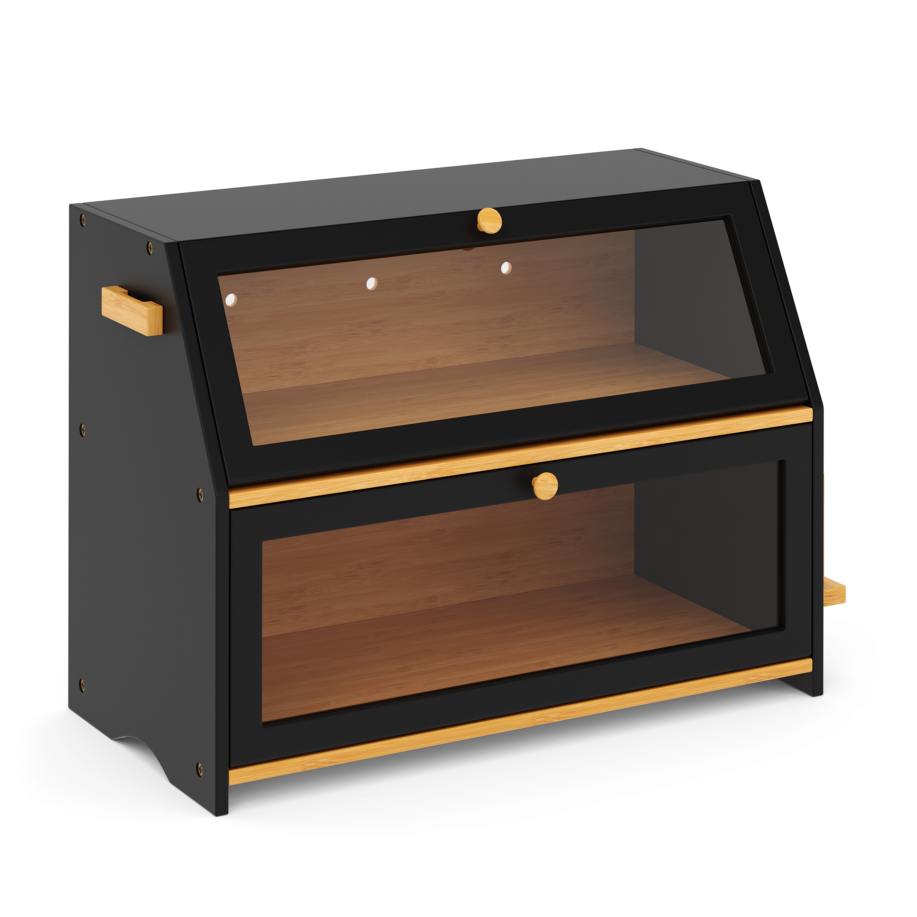 Brotkasten Bambus 50 x 25 x 37 cm schwarz natur