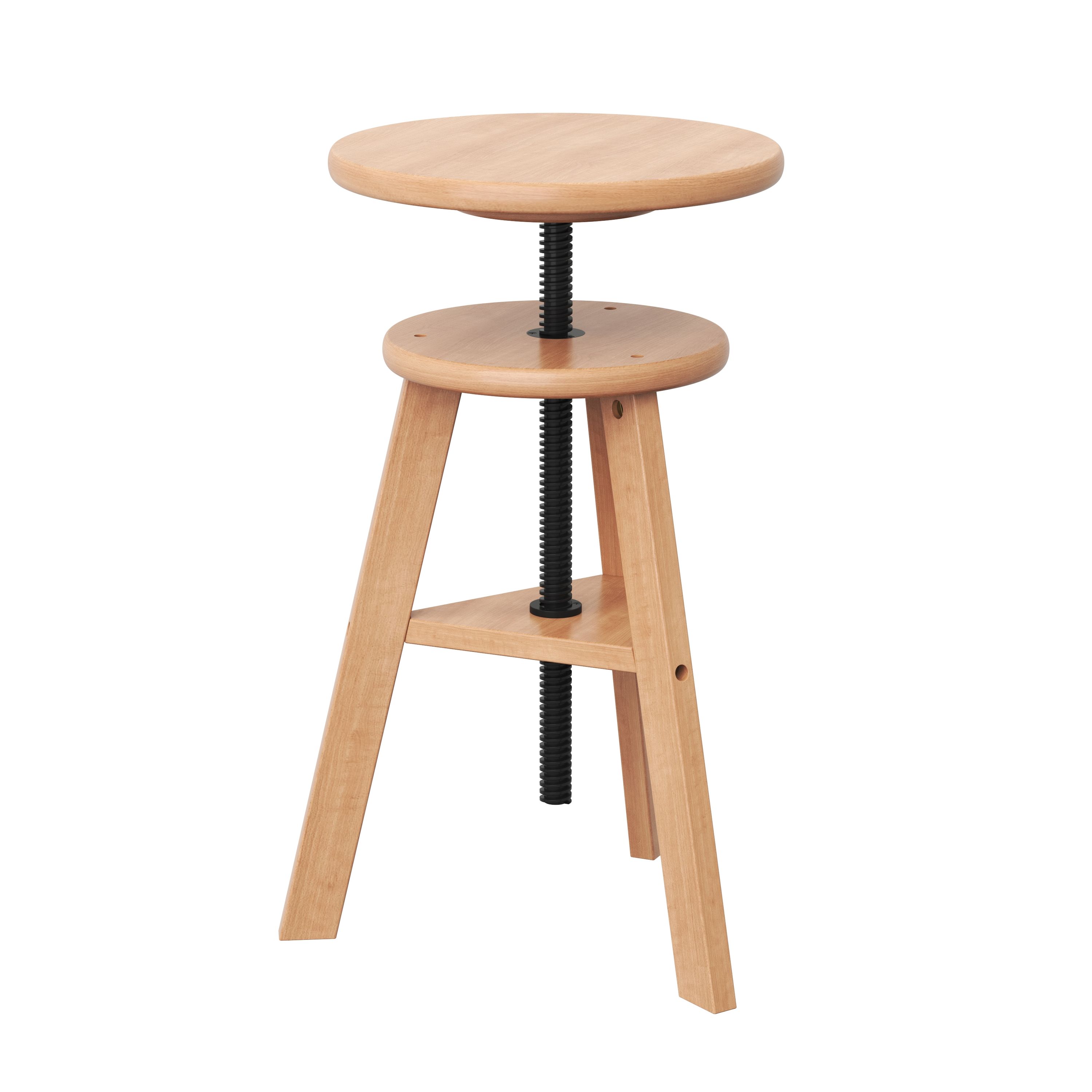 Drehstuhl Atelierhocker Holz höhenverstellbar natur