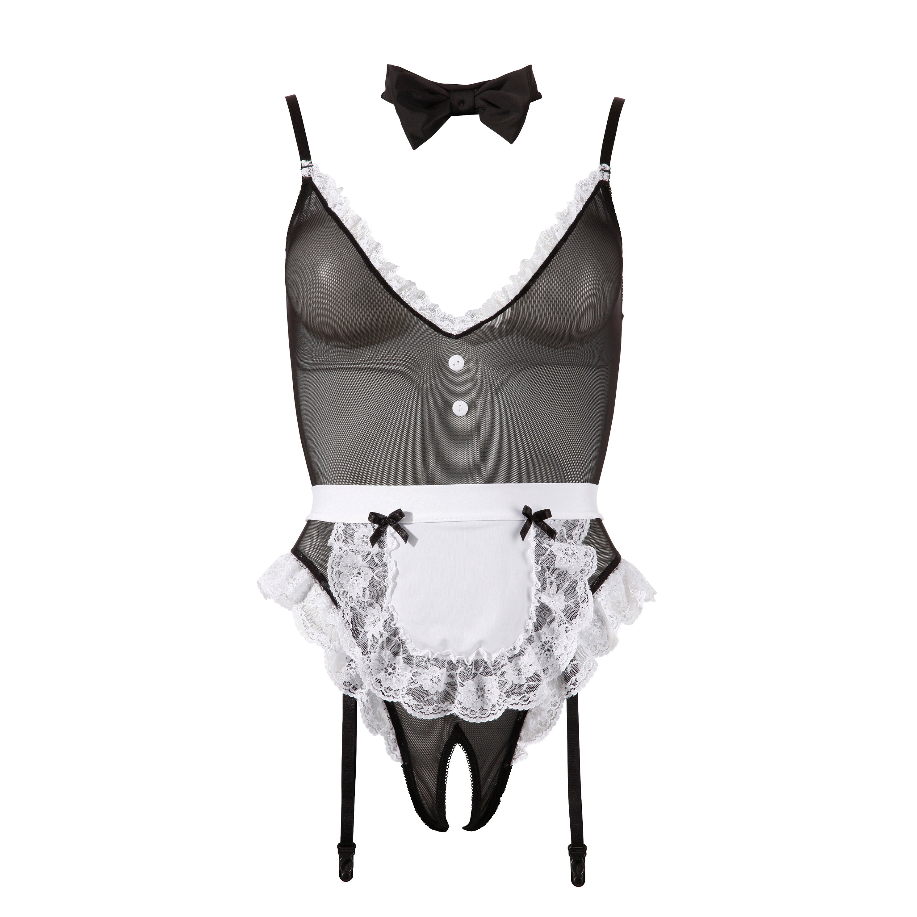 Cottelli Dienstmädchen Body Grösse L schwarz/weiss