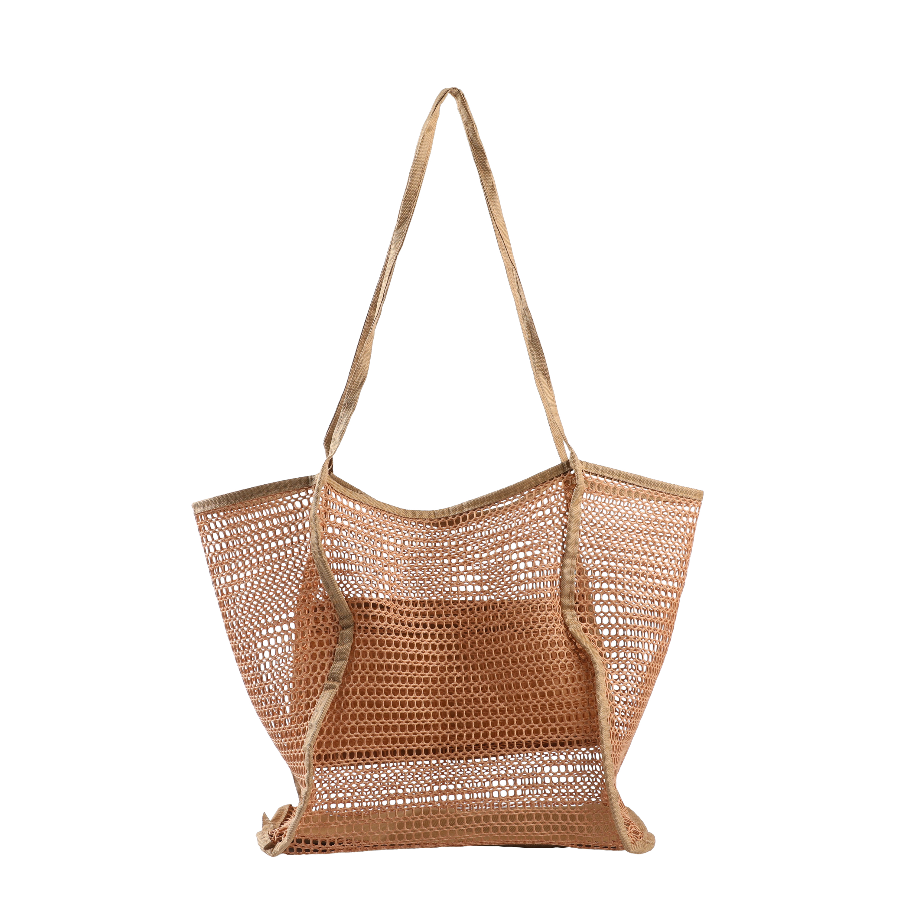Strandtasche Netzstoff 35 x 16 x 37 cm beige