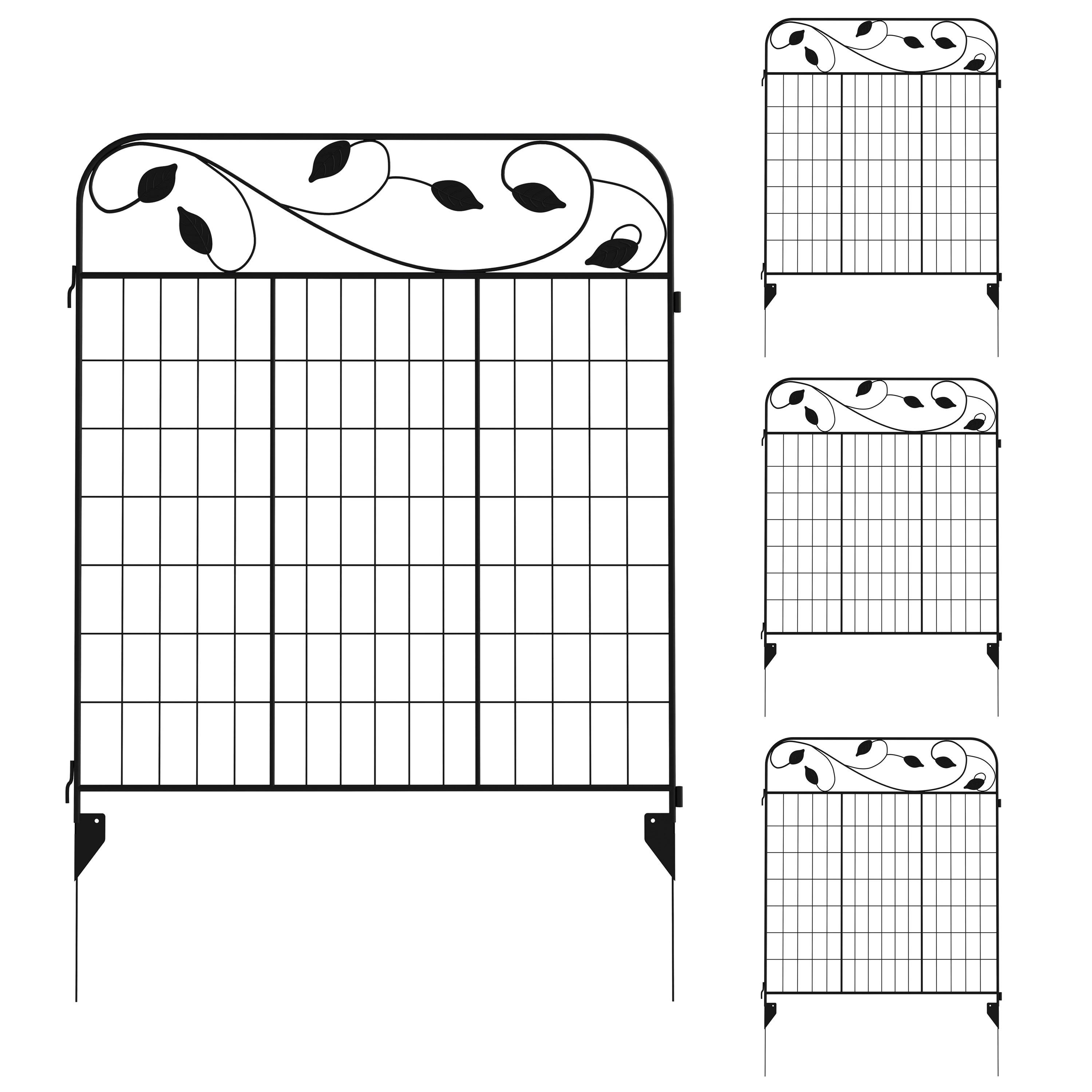 Gartenzaun Metall FLOORS 86 x 109 cm 4er Set schwarz