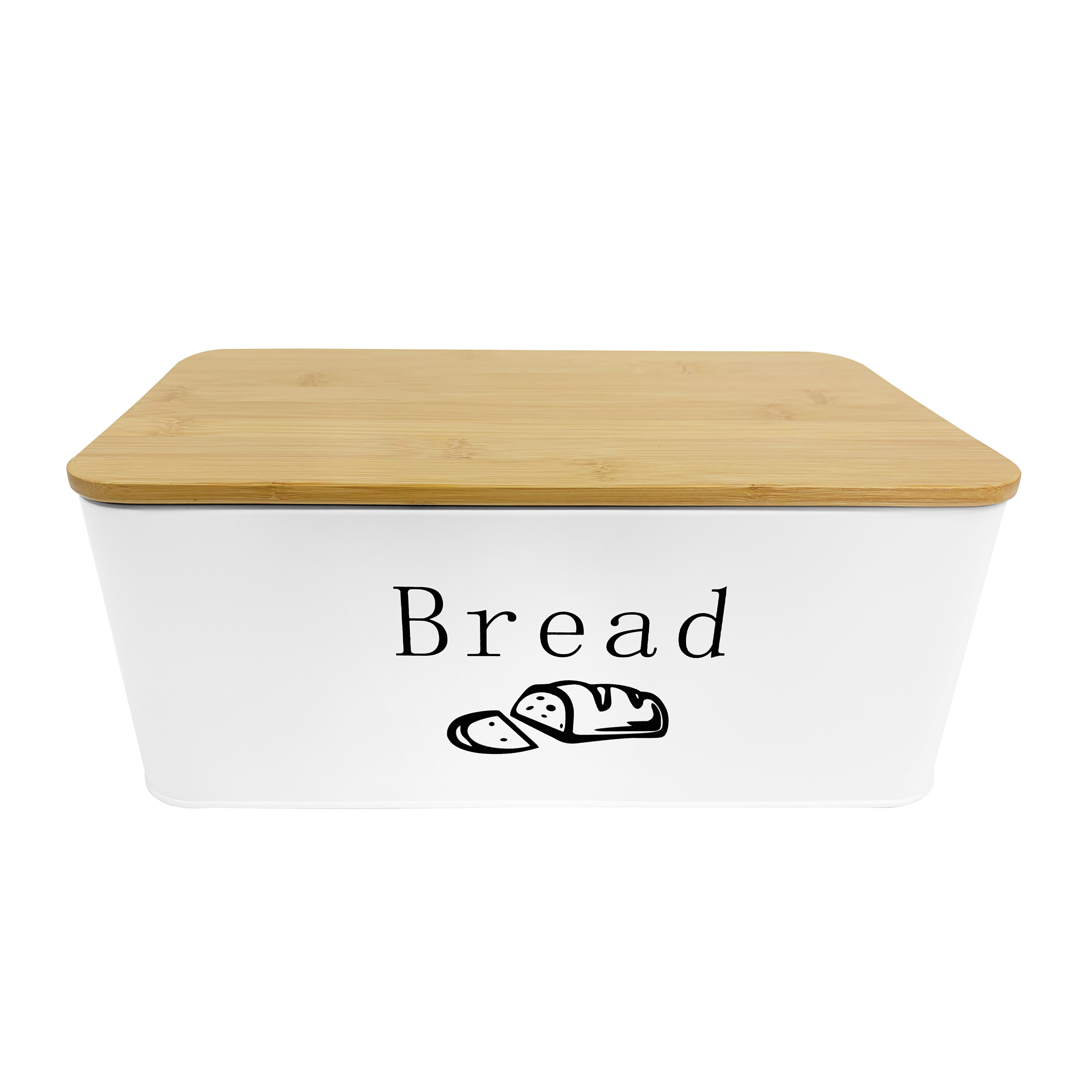 Brotkasten Metall mit Bambusdeckel BRIVA 33 x 18 x 14 cm weiss/natur