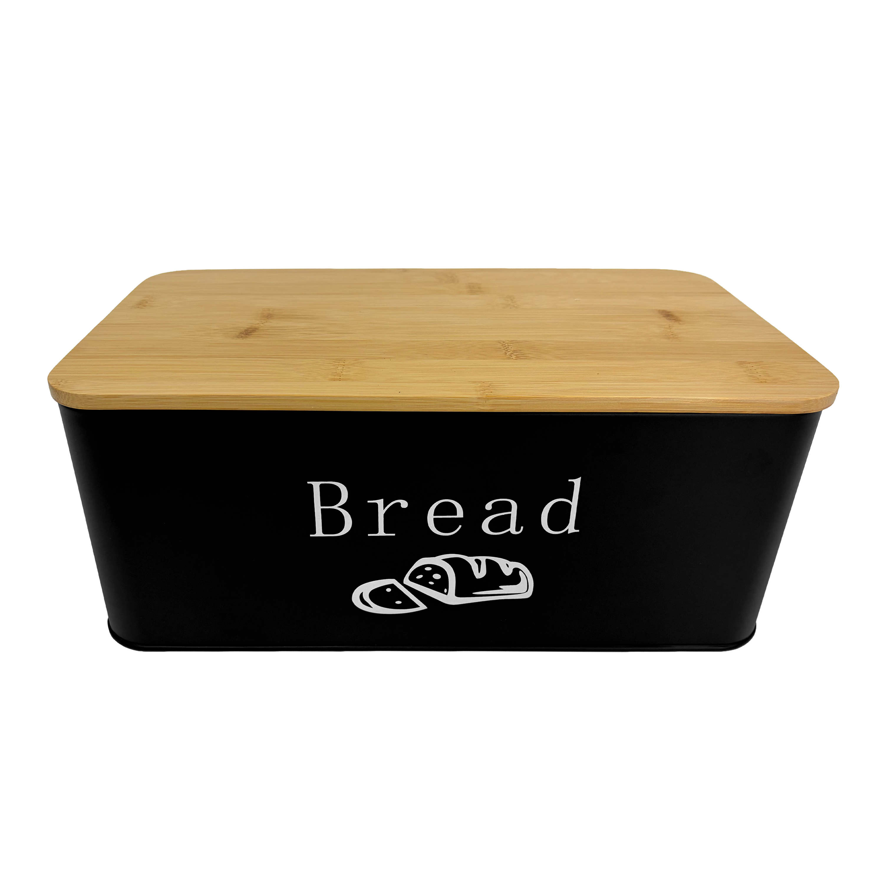 Brotkasten Metall mit Bambusdeckel BRIVA 33 x 18 x 14 cm schwarz/natur