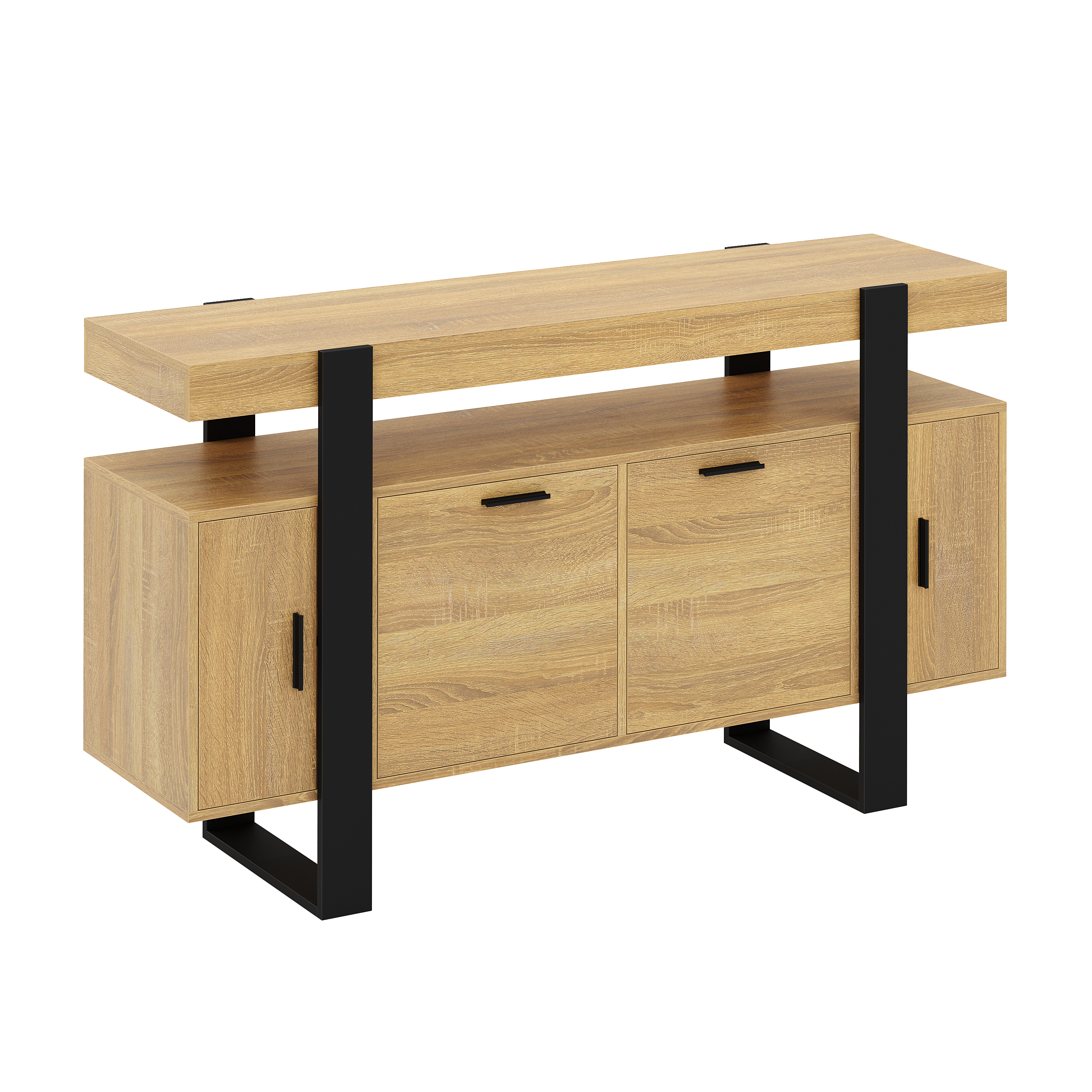 Sideboard CHELSEA 140 x 80 cm hellbraun/schwarz