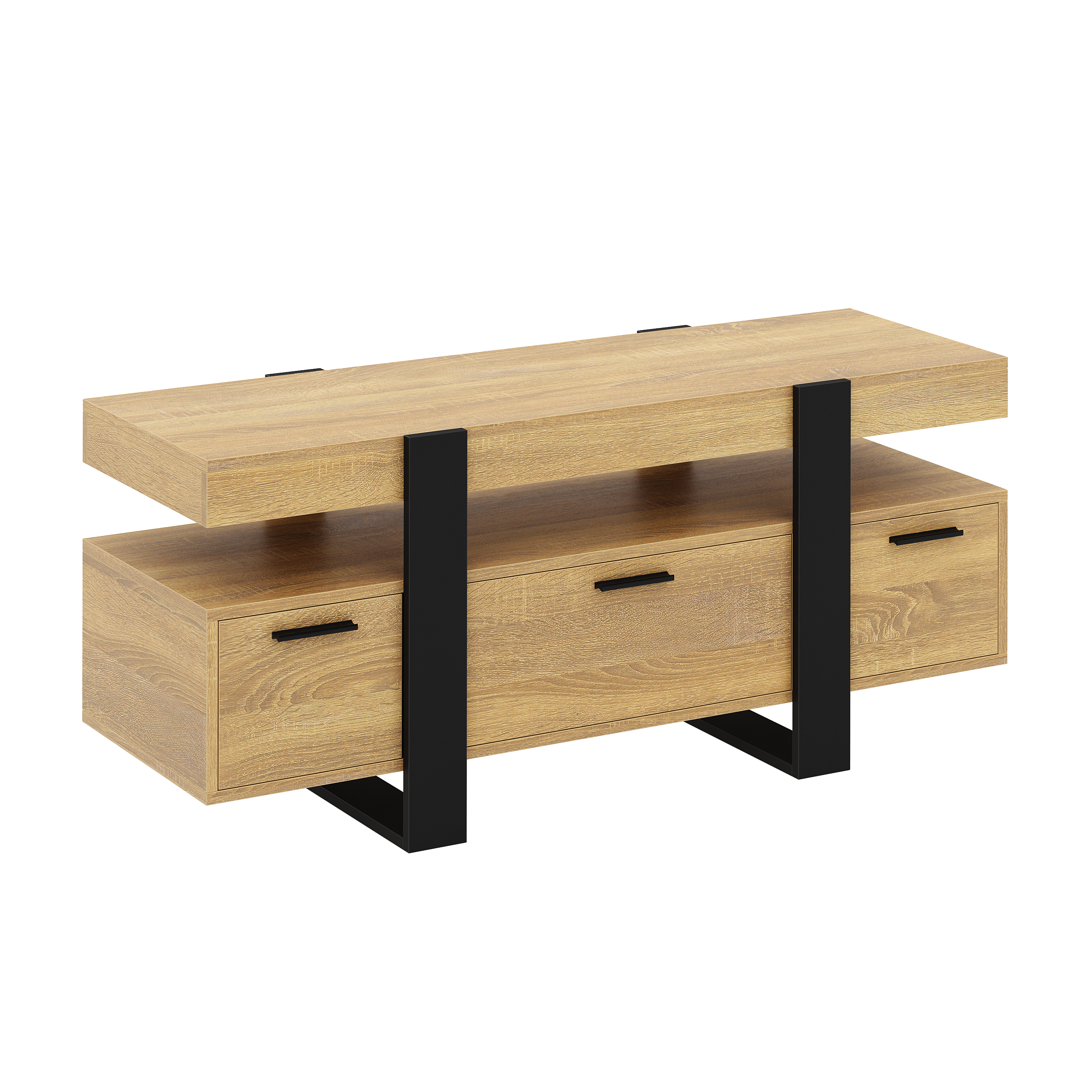 TV Möbel CHELSEA 116 x 40 x 50 cm hellbraun/schwarz