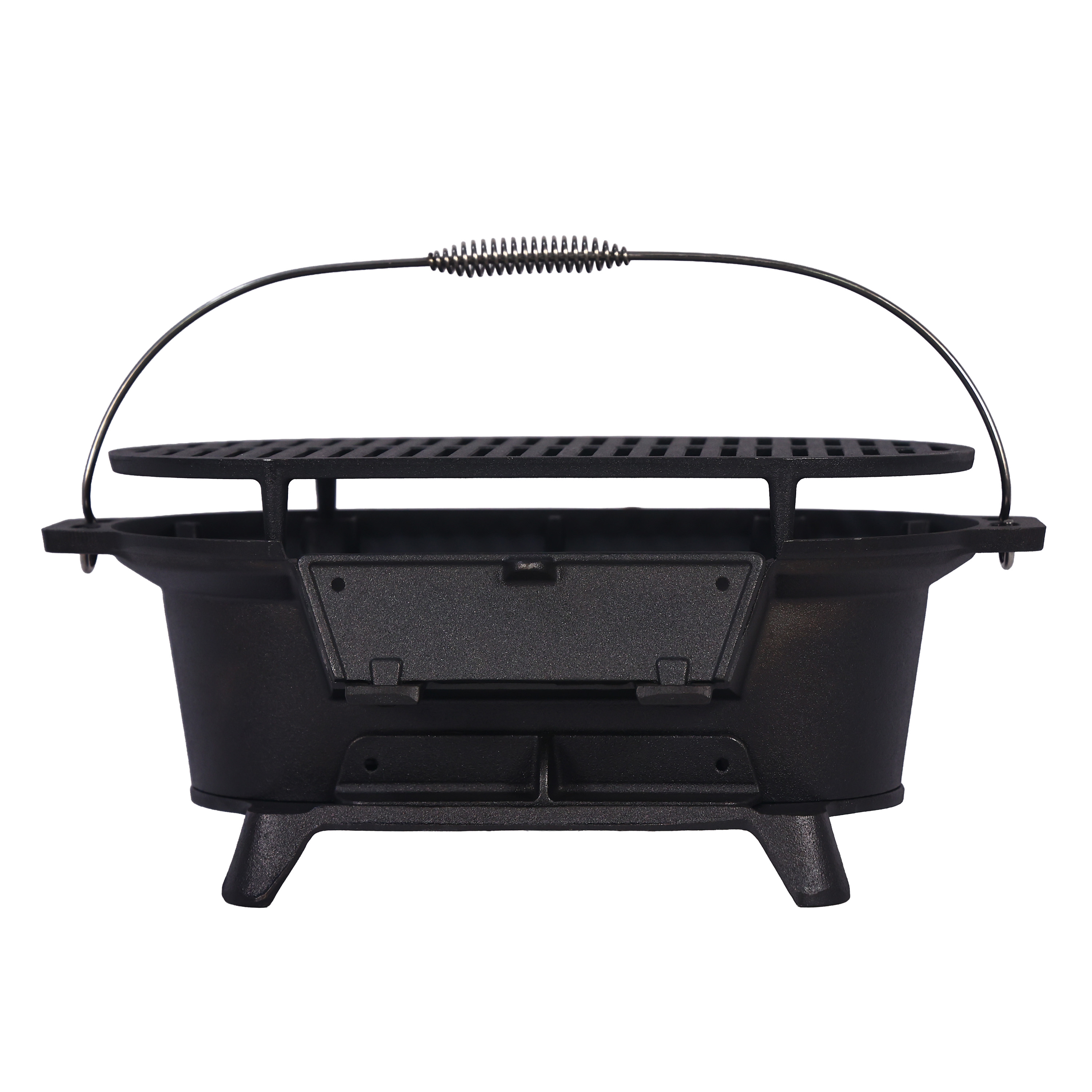 BBQ Holzkohlegrill Tischgrill Gusseisen 49 x 27 x 22 cm