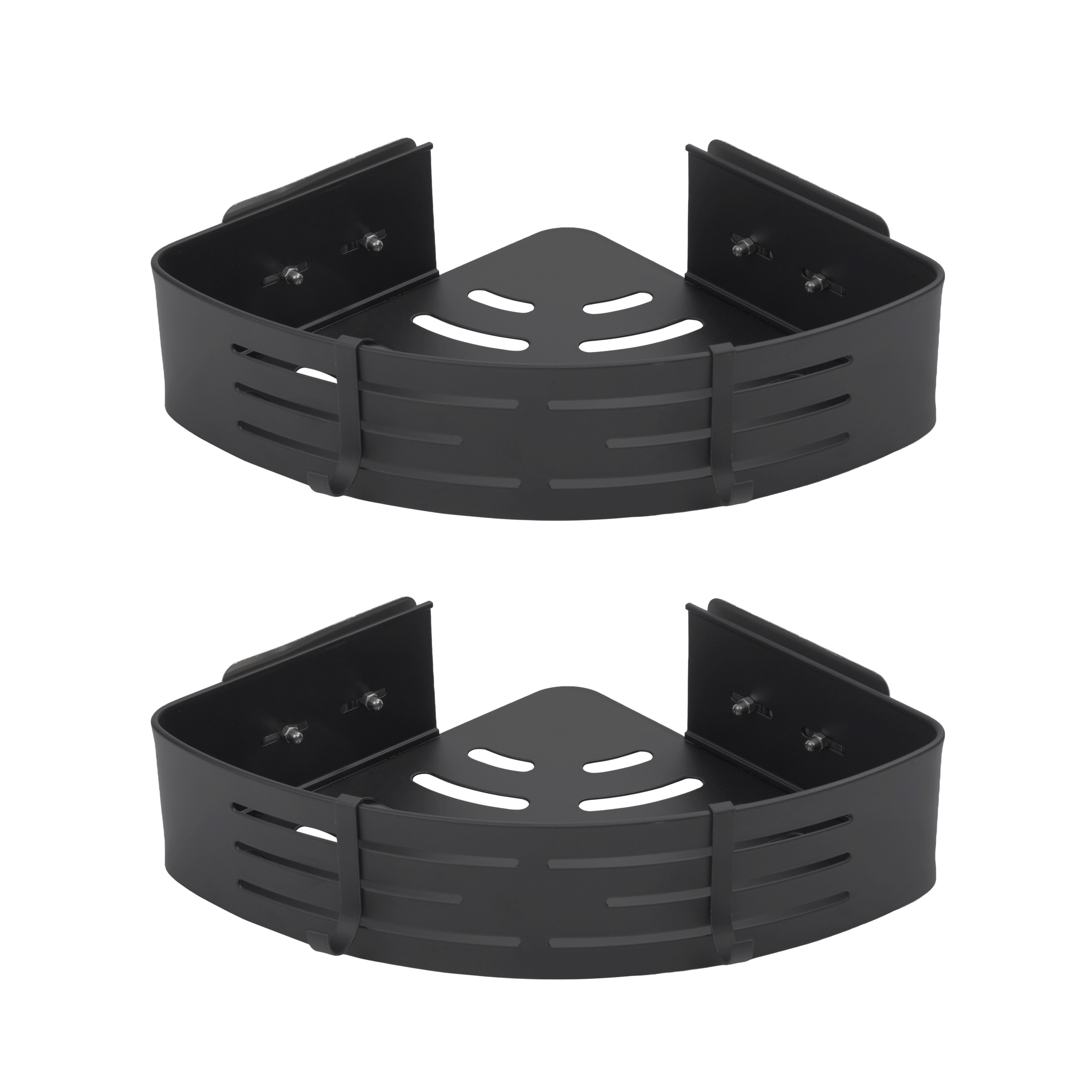 Eckregal Duschablage Aluminium mit 2 Haken 22 x 22 cm 2er Set schwarz