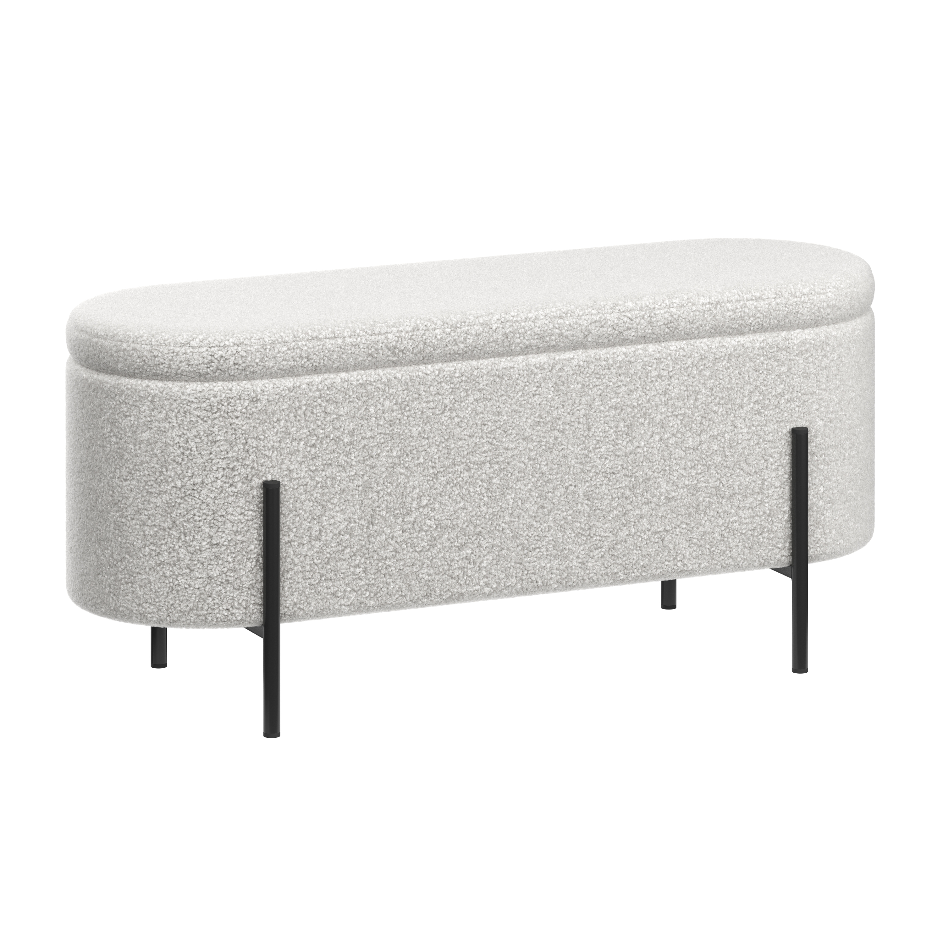 Sitzbank Teddy DETMOLD mit Stauraum 97 x 36 x 42 cm weiss