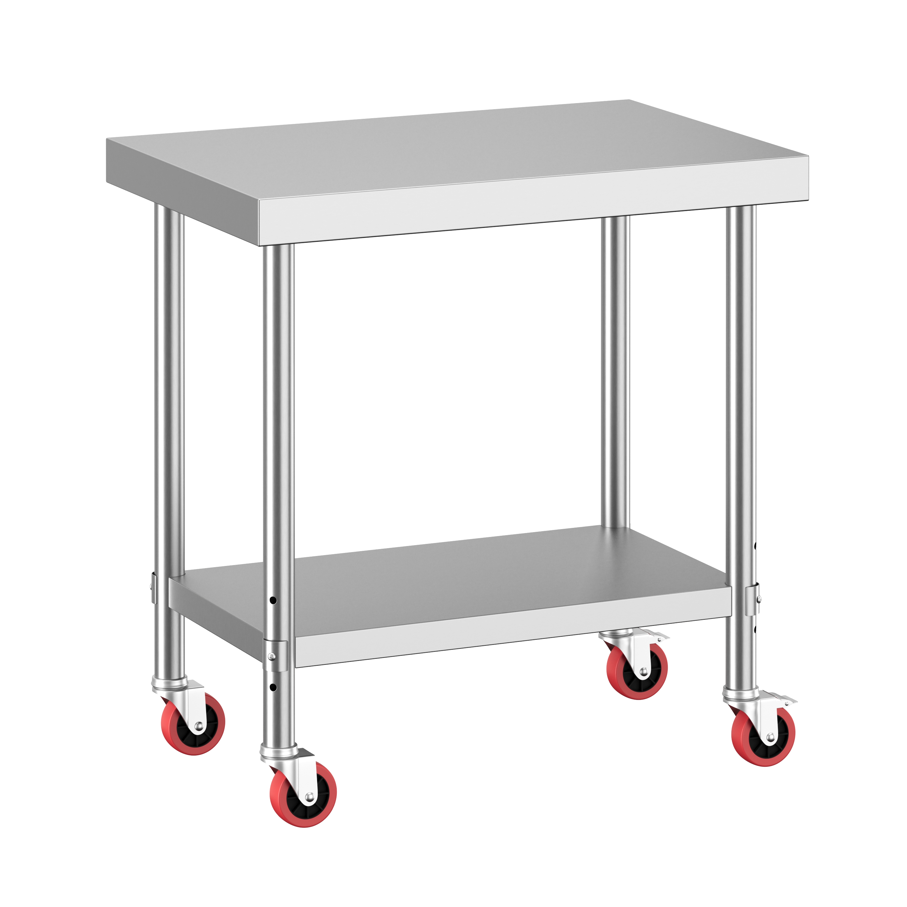 Arbeitstisch Edelstahl mit Rollen 90 x 60 cm silber