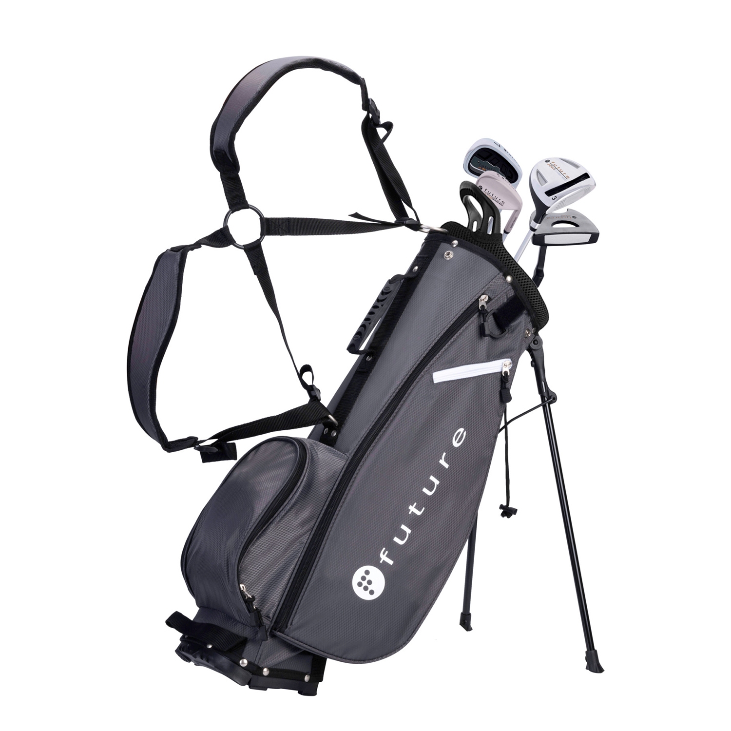 Kinder Golfset 5-teilig Rechtshänder 140 - 150 cm grau/schwarz