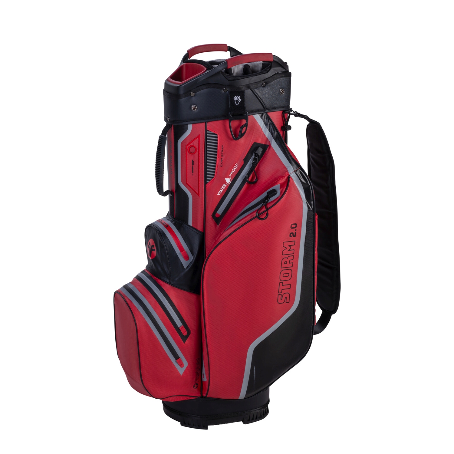 FastFold Cartbag Ultra Dry STORM 2.0 Golftasche wasserdicht rot/schwarz