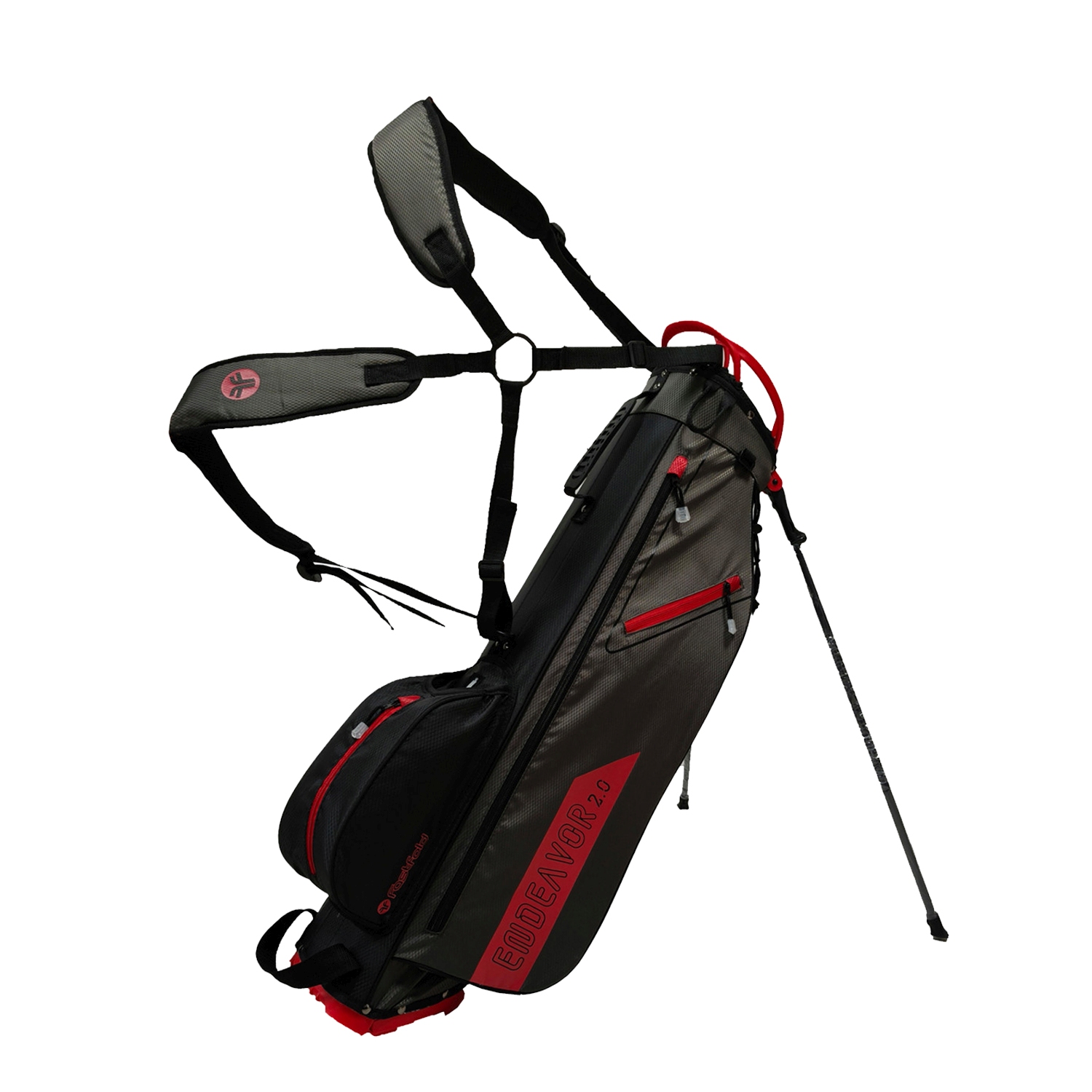 FastFold Golftasche Standbag ENDEAVOR 2.0 schwarz/rot