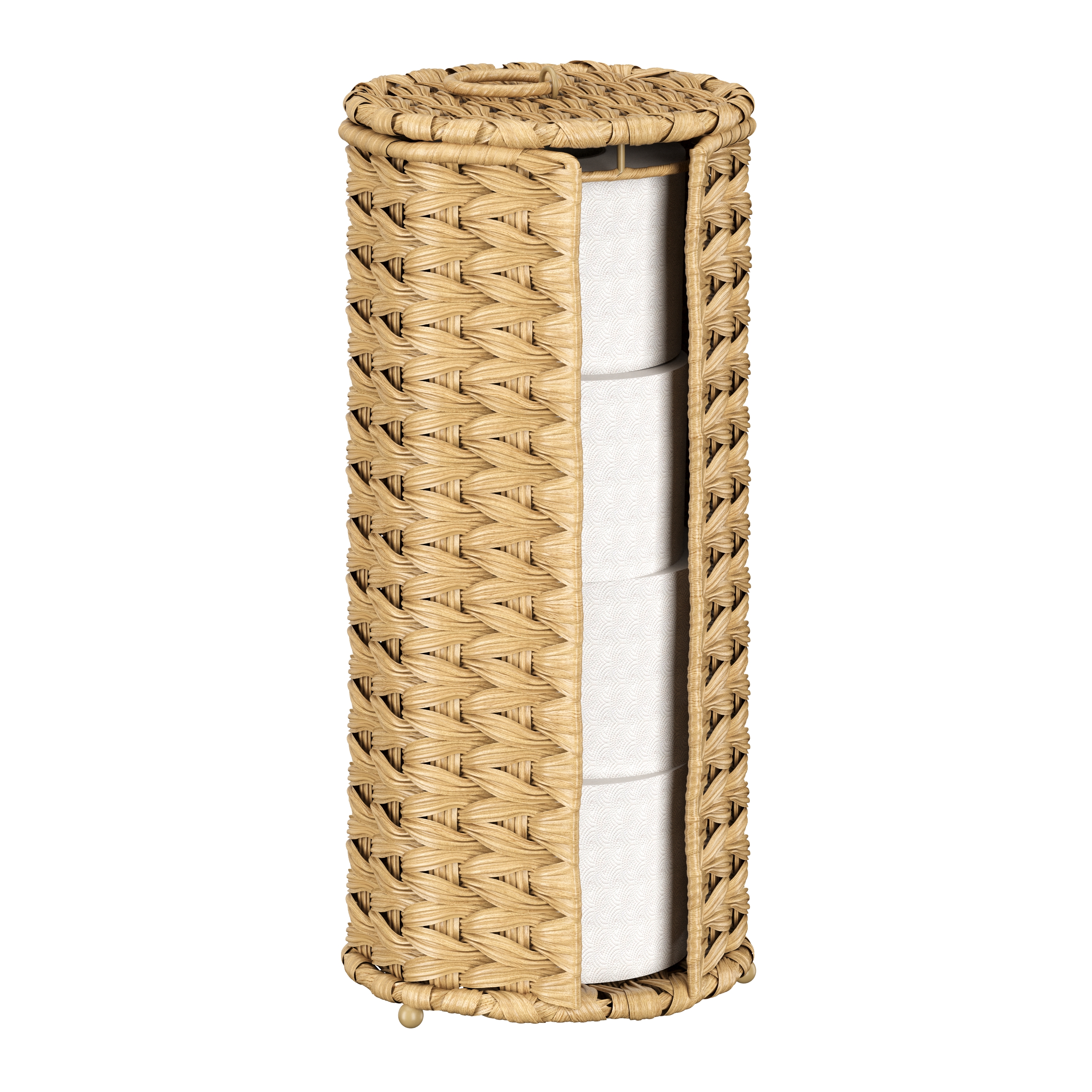 Toilettenpapier Aufbewahrungsbox Rattan für 3 Rollen braun