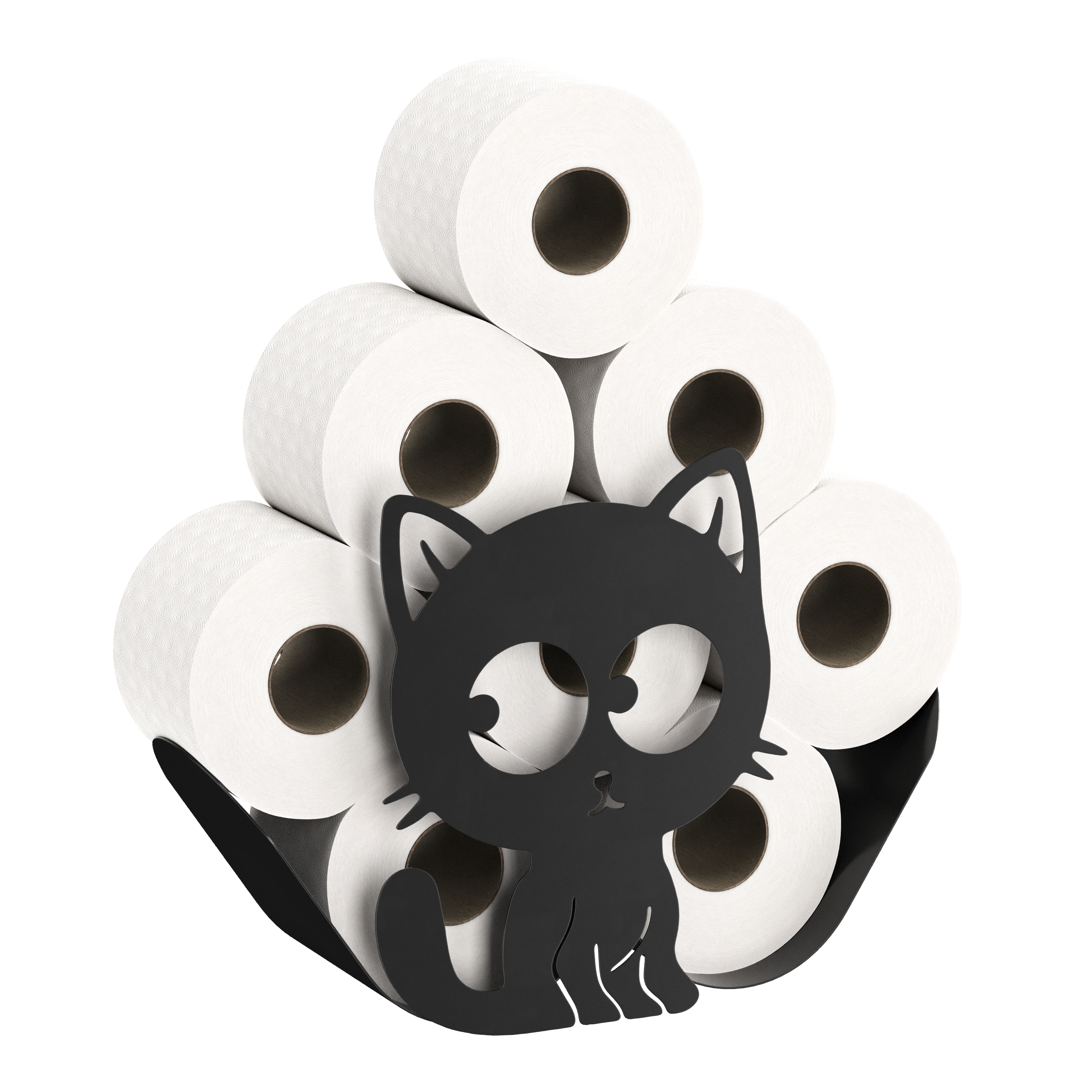 WC-Rollenhalter Katze für 8 Rollen schwarz