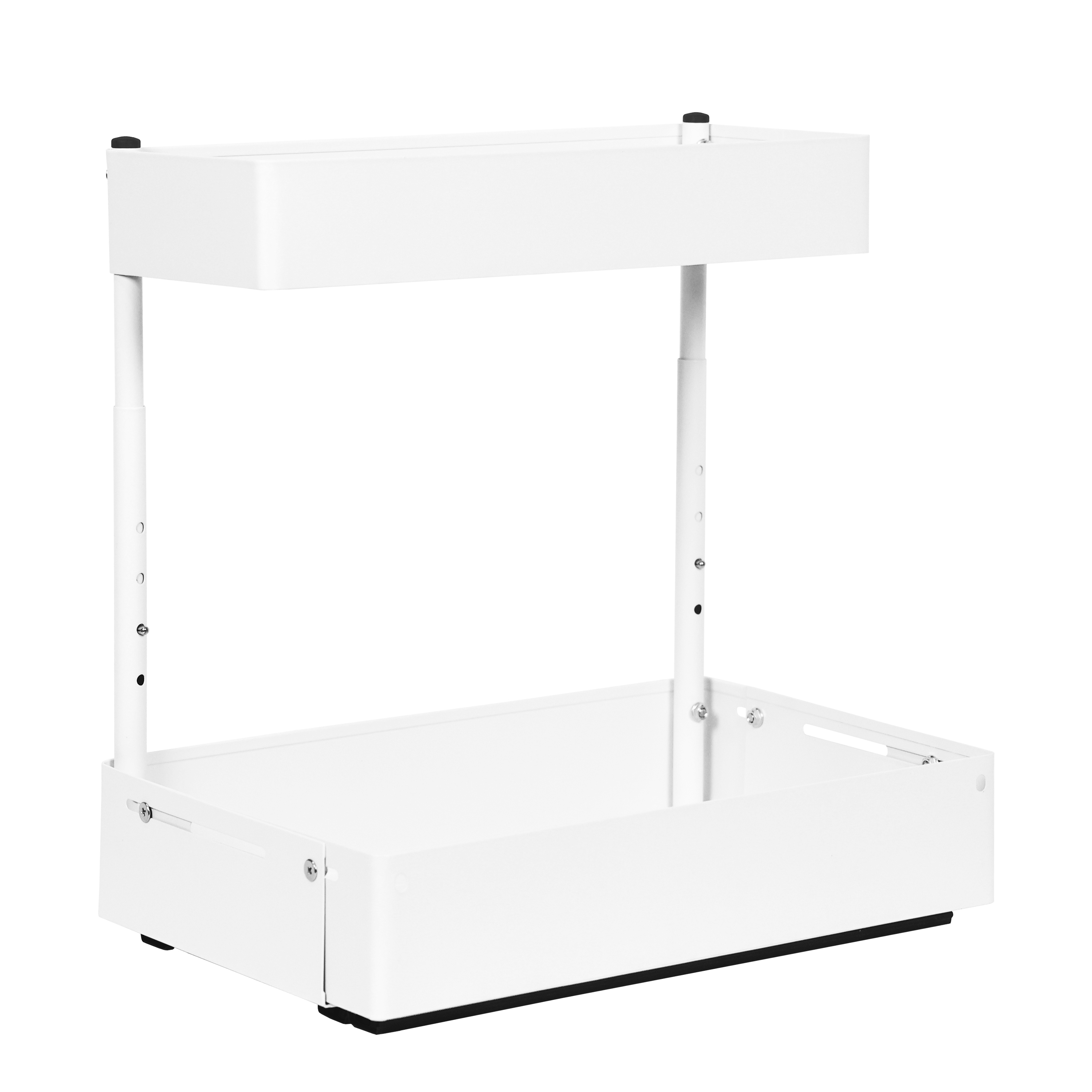 Schrank-Organizer Küche Stahl mit Teleskopschublade weiss