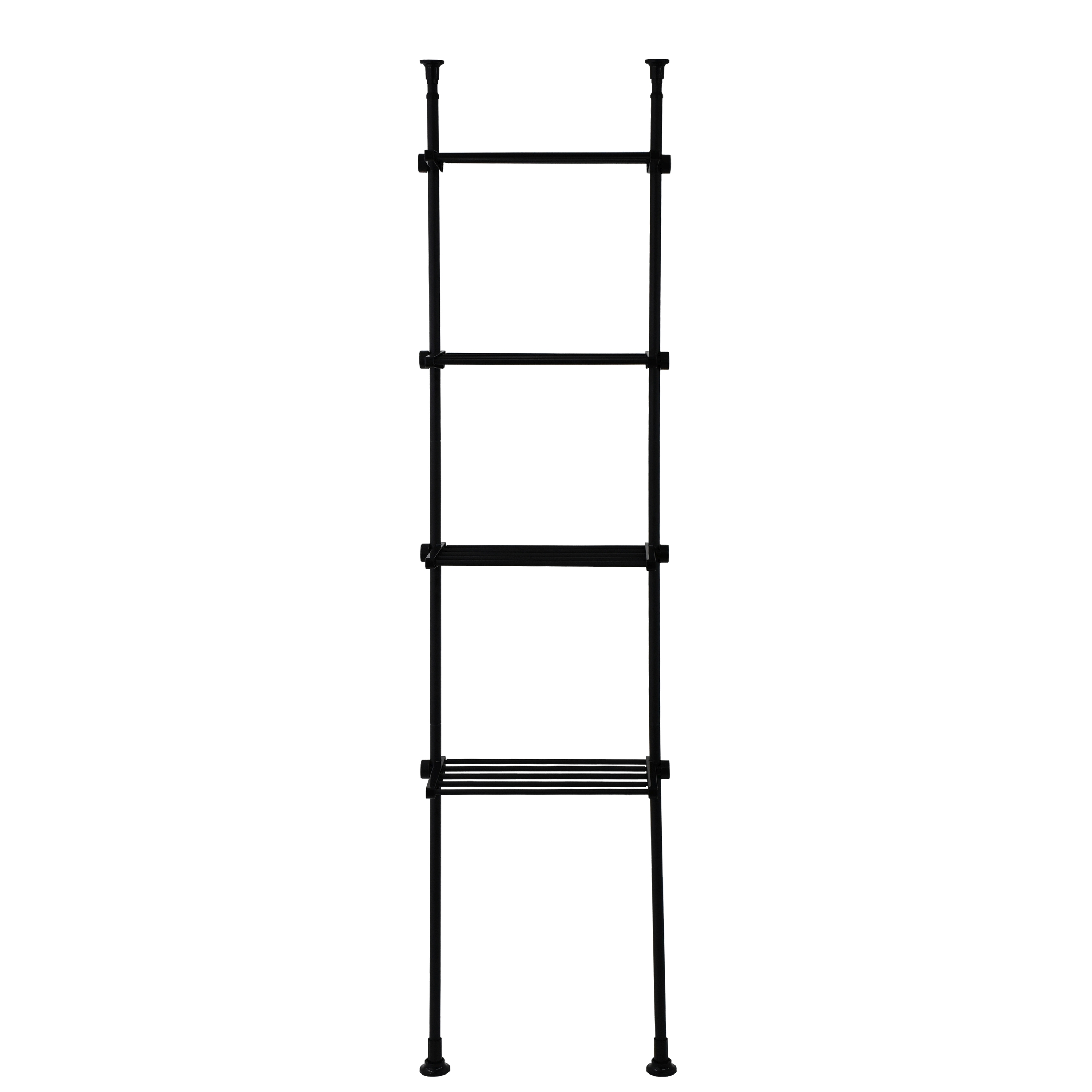 Teleskopregal mit 4 Ablagen 165 - 297 cm schwarz
