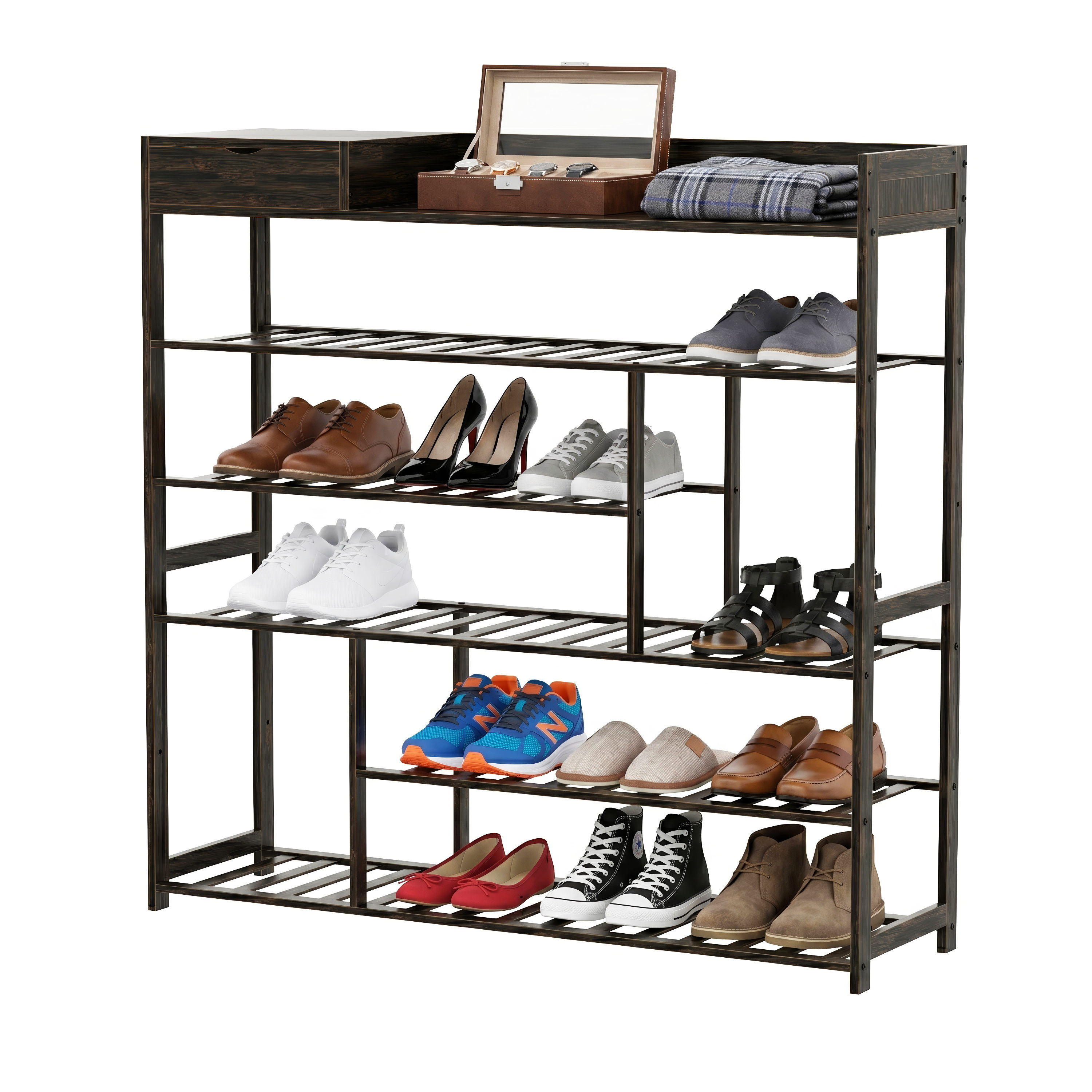 Schuhregal Bambus BIAGIO 6 Tablare braun